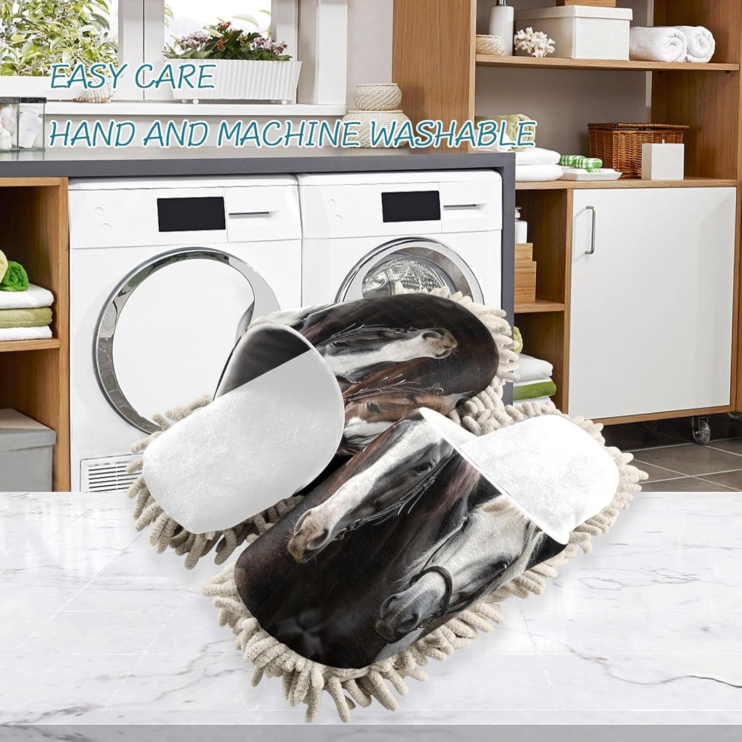 RunningBear White Watercolor Mop Slippers for Home