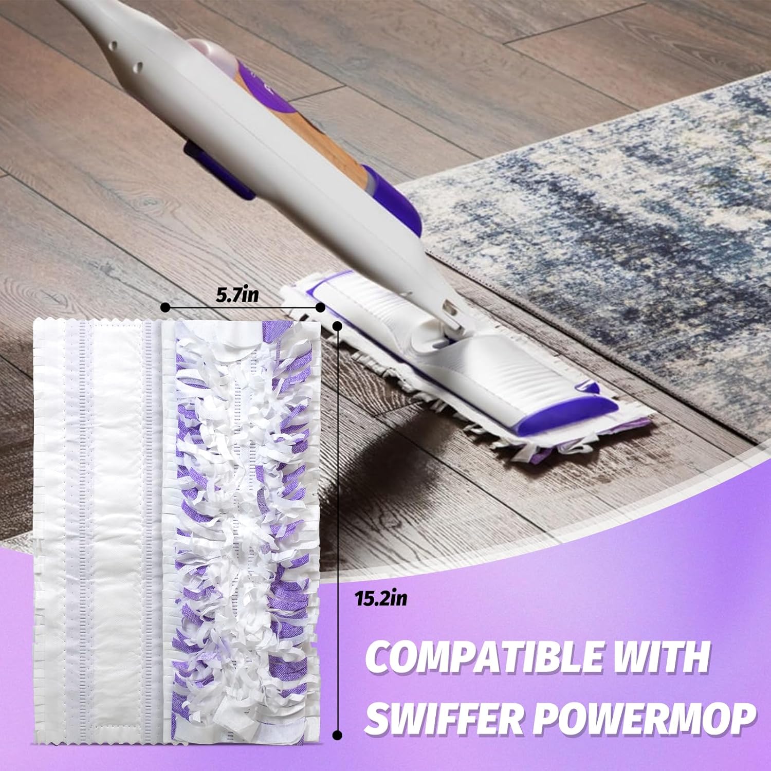 Disposable Power Mop Pads Refills 10 Pack White Purple