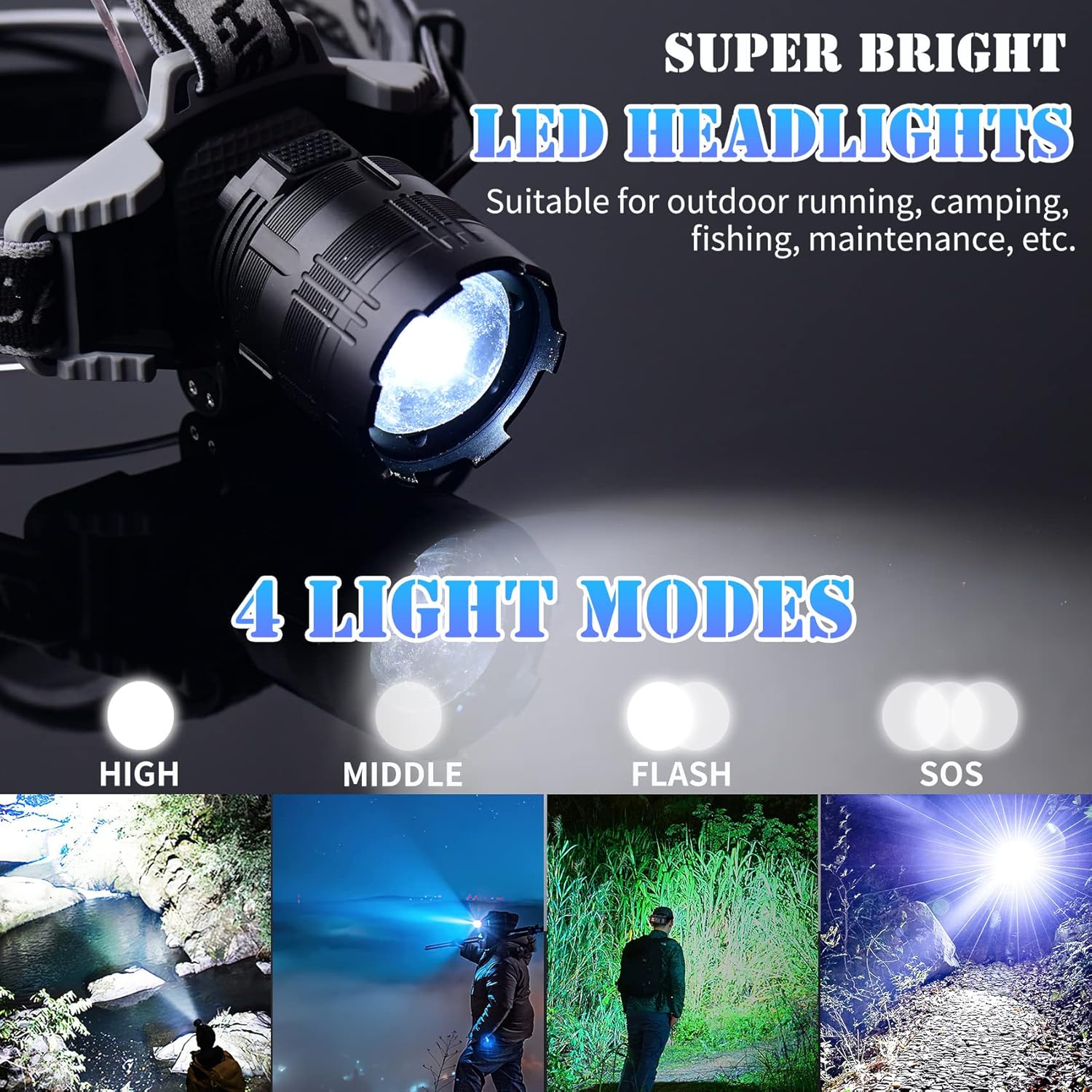 Rechargeable Headlamp 180000 Lumen