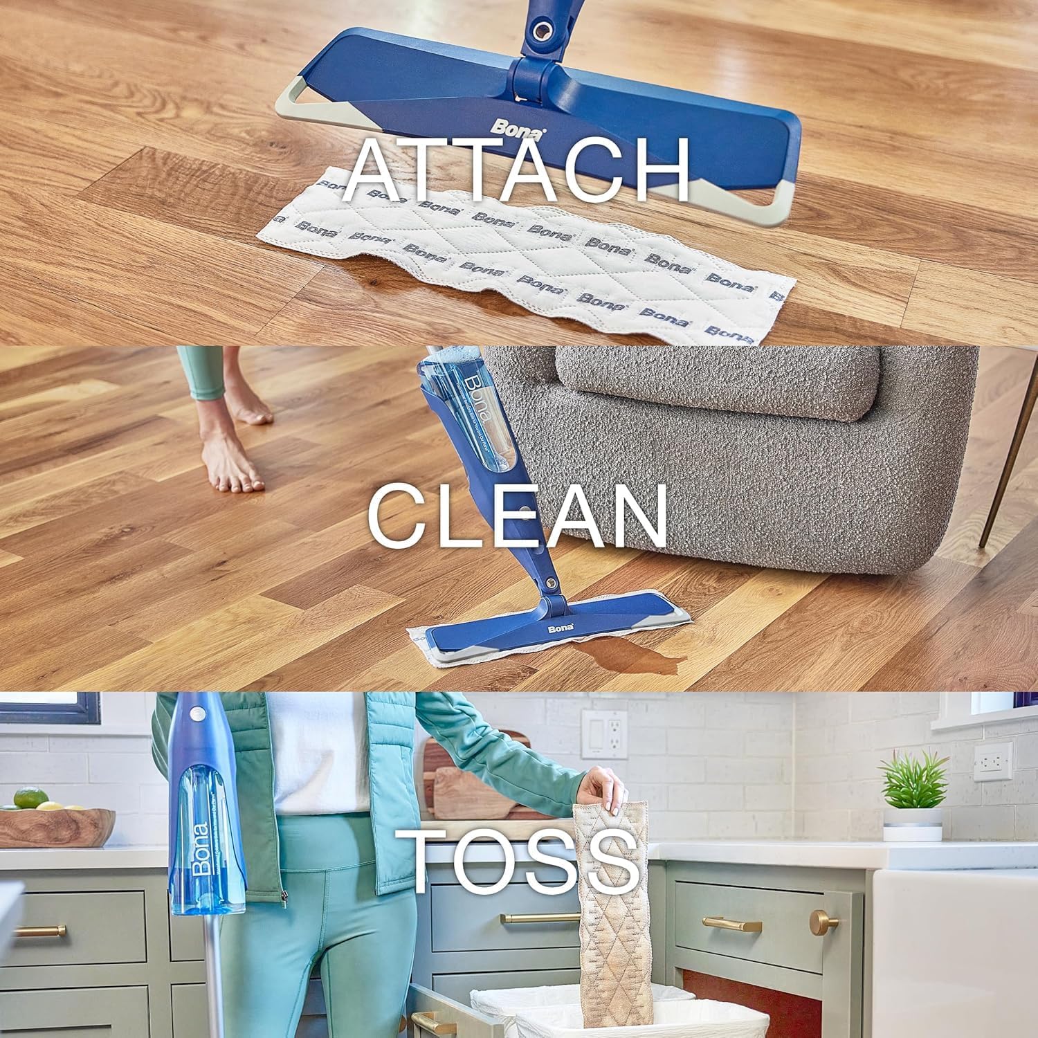 Bona Multi-Surface Floor Pads - 18 Refills - Heavy-Duty Microfiber