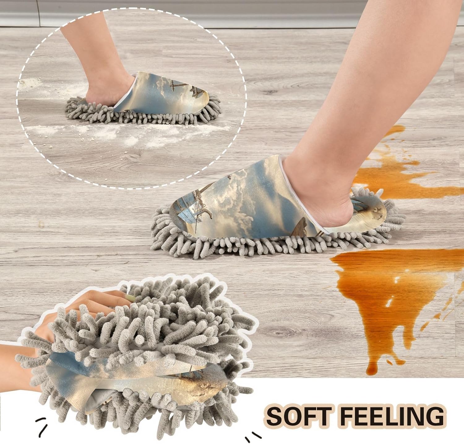 Zhirexin Microfiber Mop Slippers for Men Women Comfortable Cleaning Shoes