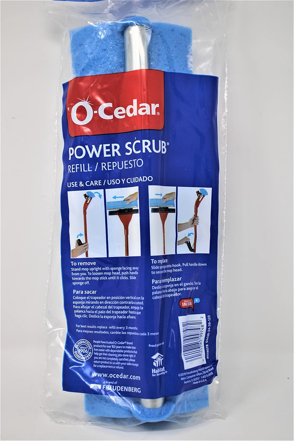 O-Cedar Power Scrub 10 in L Microfiber Sponge Mop Refill