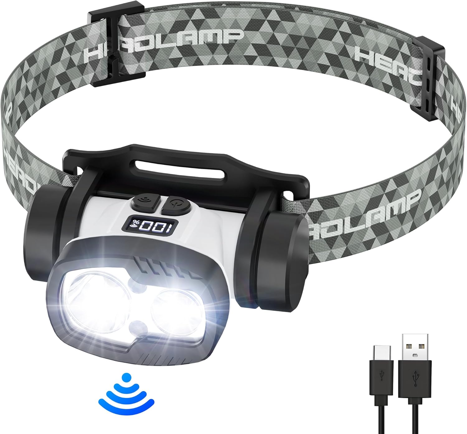 BOBKID Rechargeable LED Headlamp with 9 Modes and Motion Sensor
