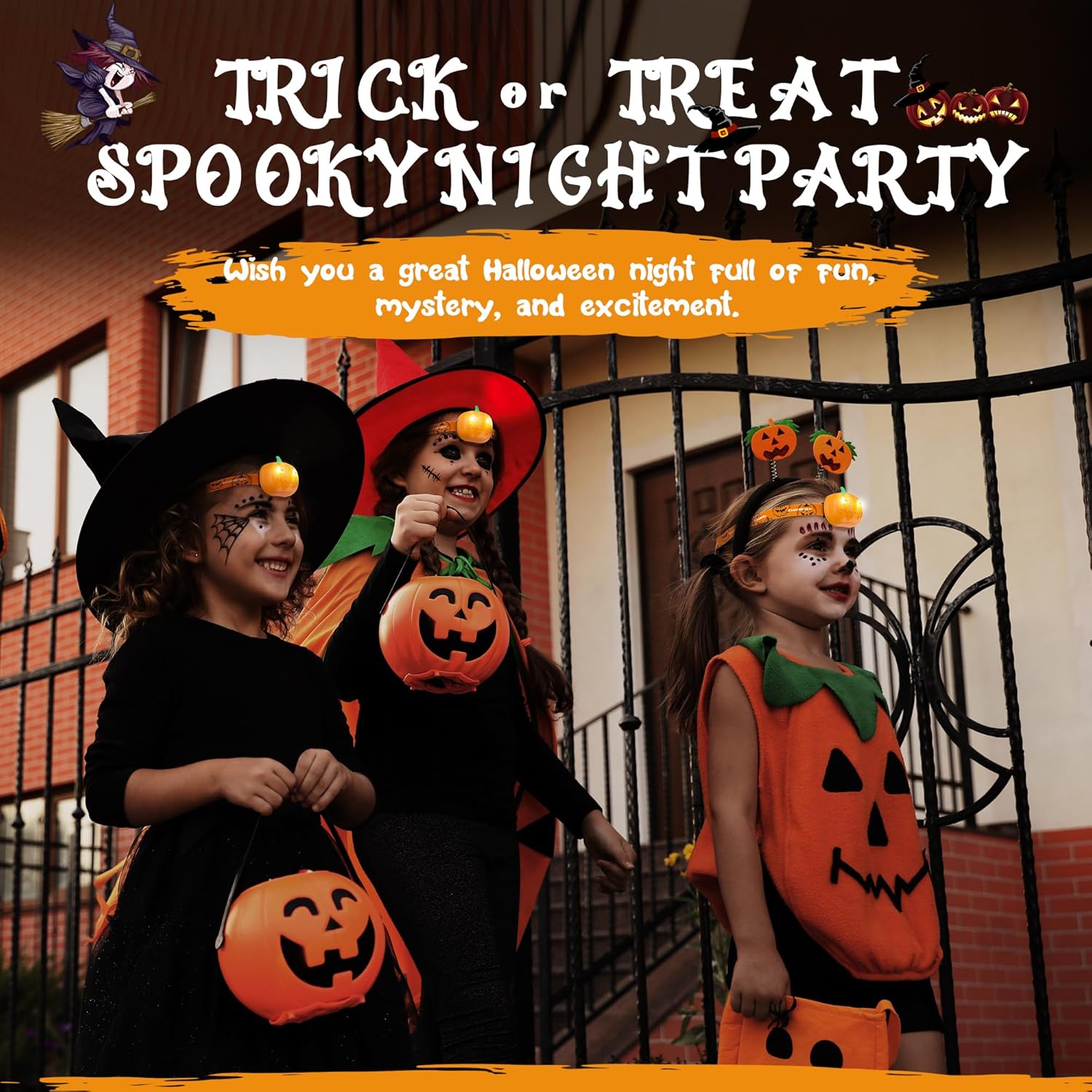 5-PK Kids Halloween Headlamp with Red Light Memory Function
