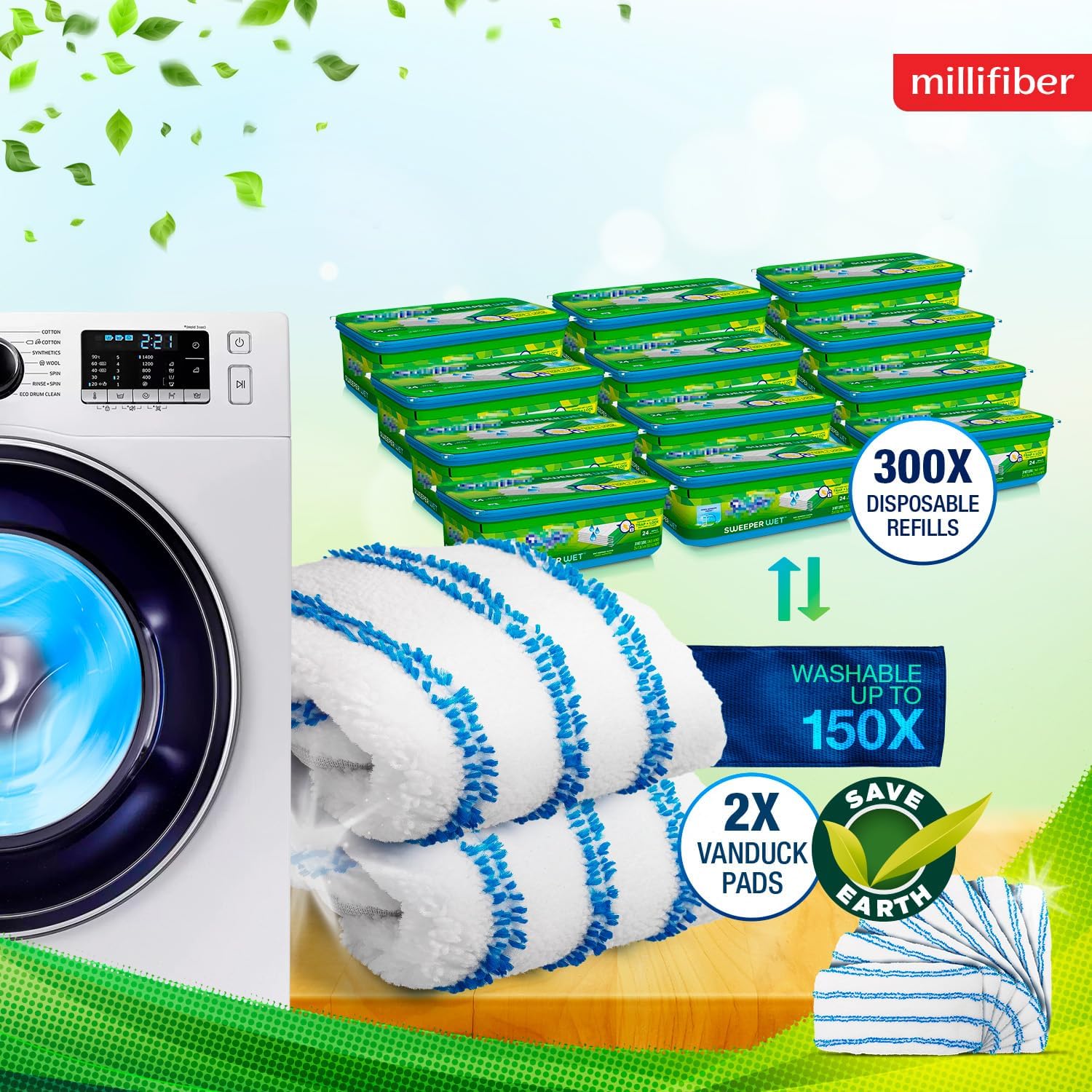 Millifiber Microfiber Mop Pads 2-Pack Swiffer Compatible