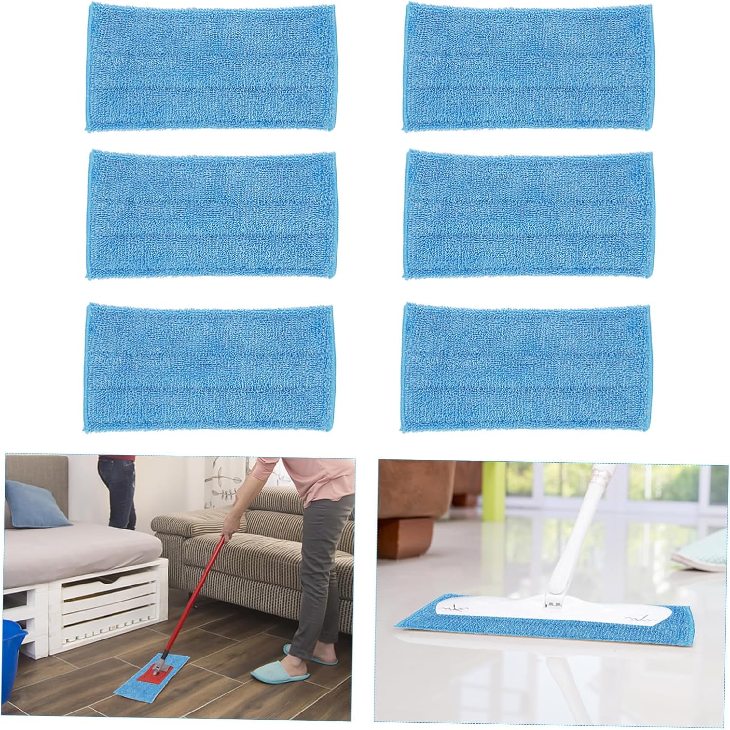 Mop Replacement - Blue Mop Cloth - 6-pack Replacement for Steam Mops