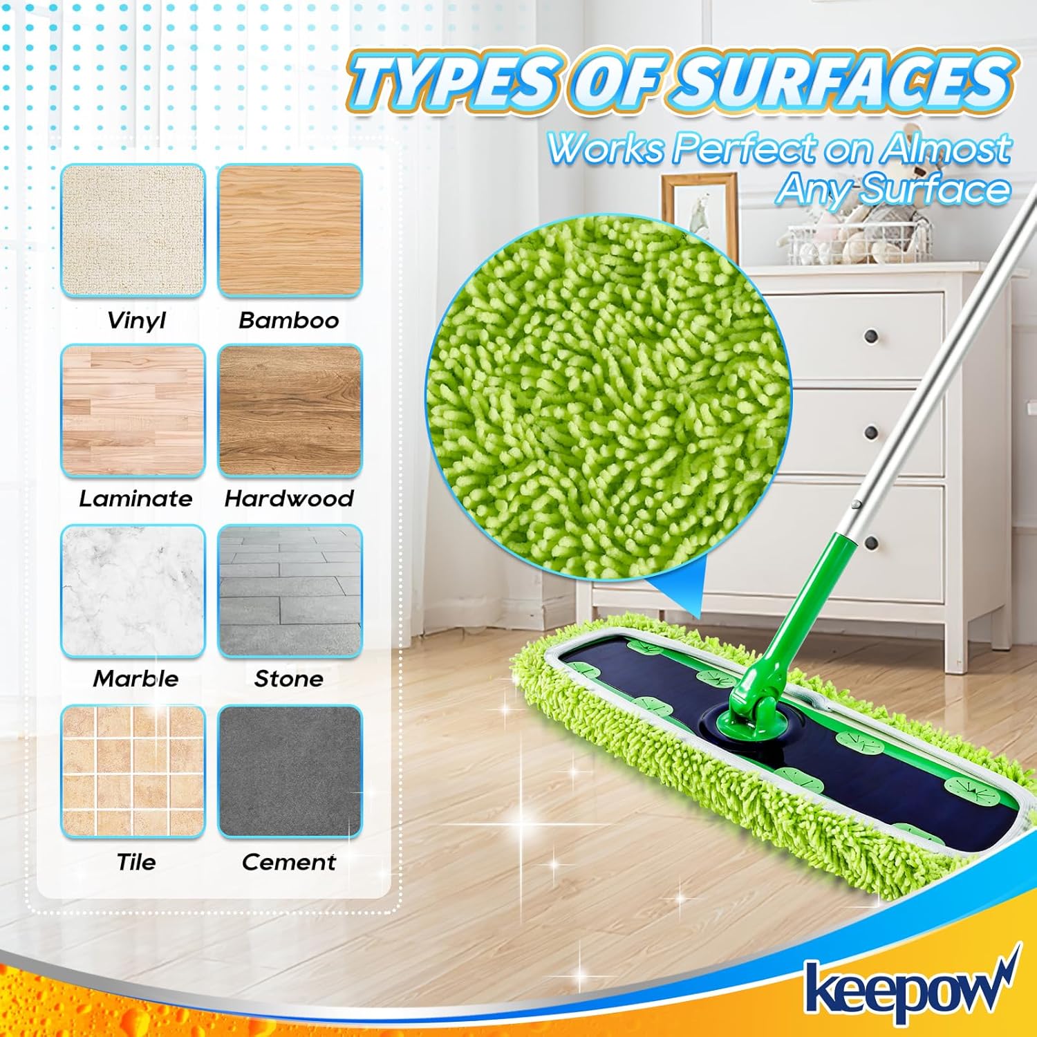 KEEPOW Reusable XL Mop Pads for Swiffer XL Sweeper