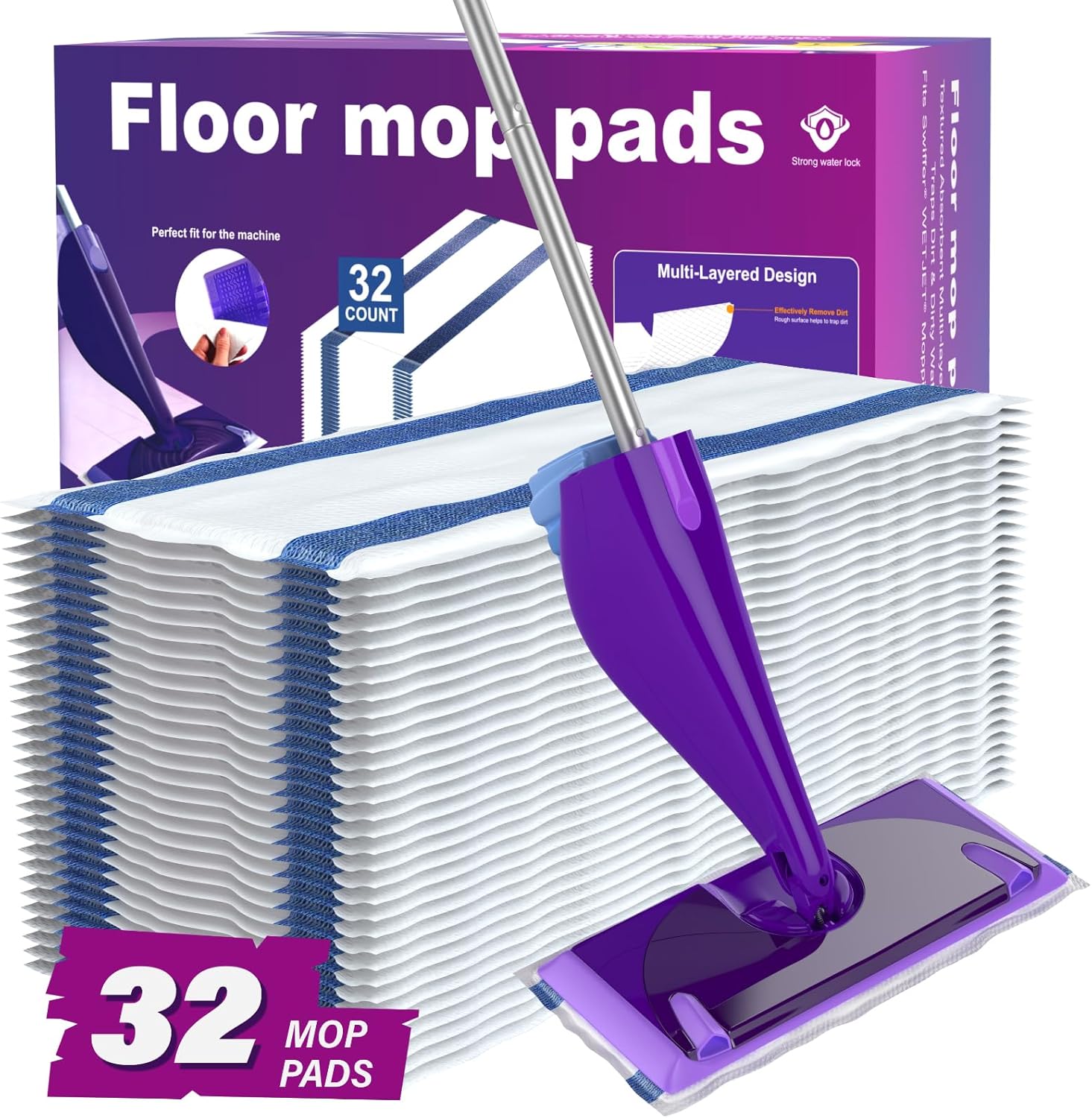 Swiffer WetJet Disposable Pads Refill 32 Count - Easy Effortless Cleaning