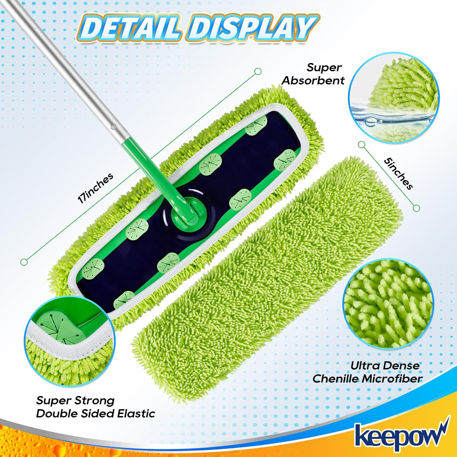 KEEPOW Reusable XL Mop Pads for Swiffer XL Sweeper