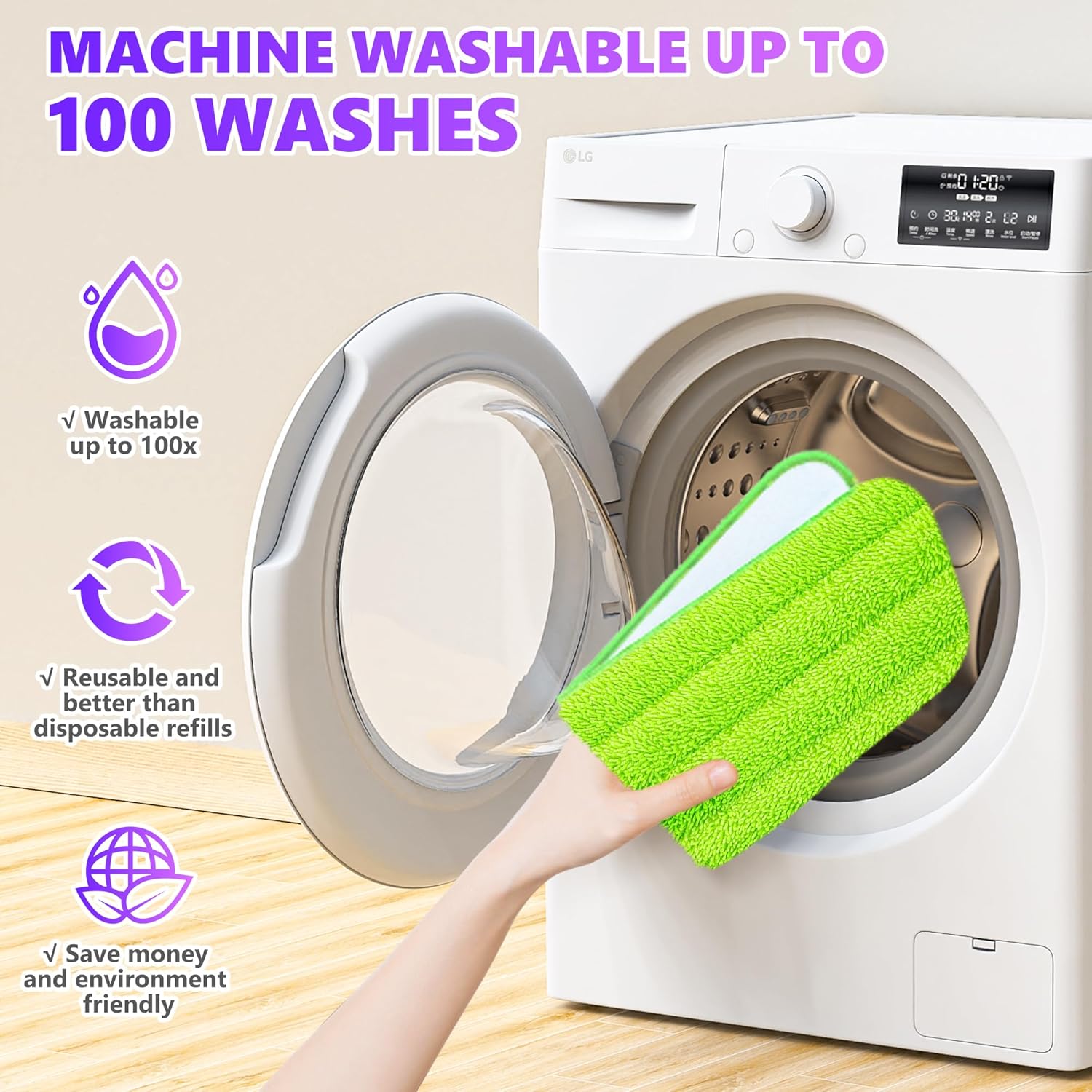 Eco-Friendly 6-Pack Mop Pads for 13-15 Mops
