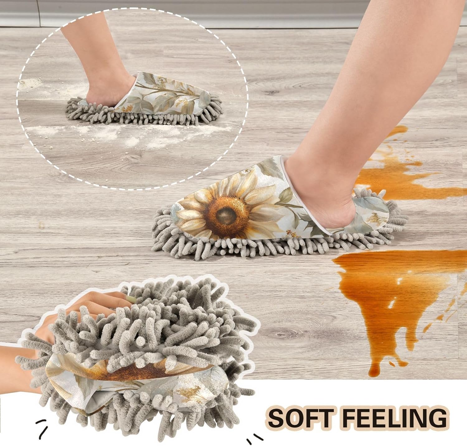 Elegant Sunflowers Microfiber Slippers