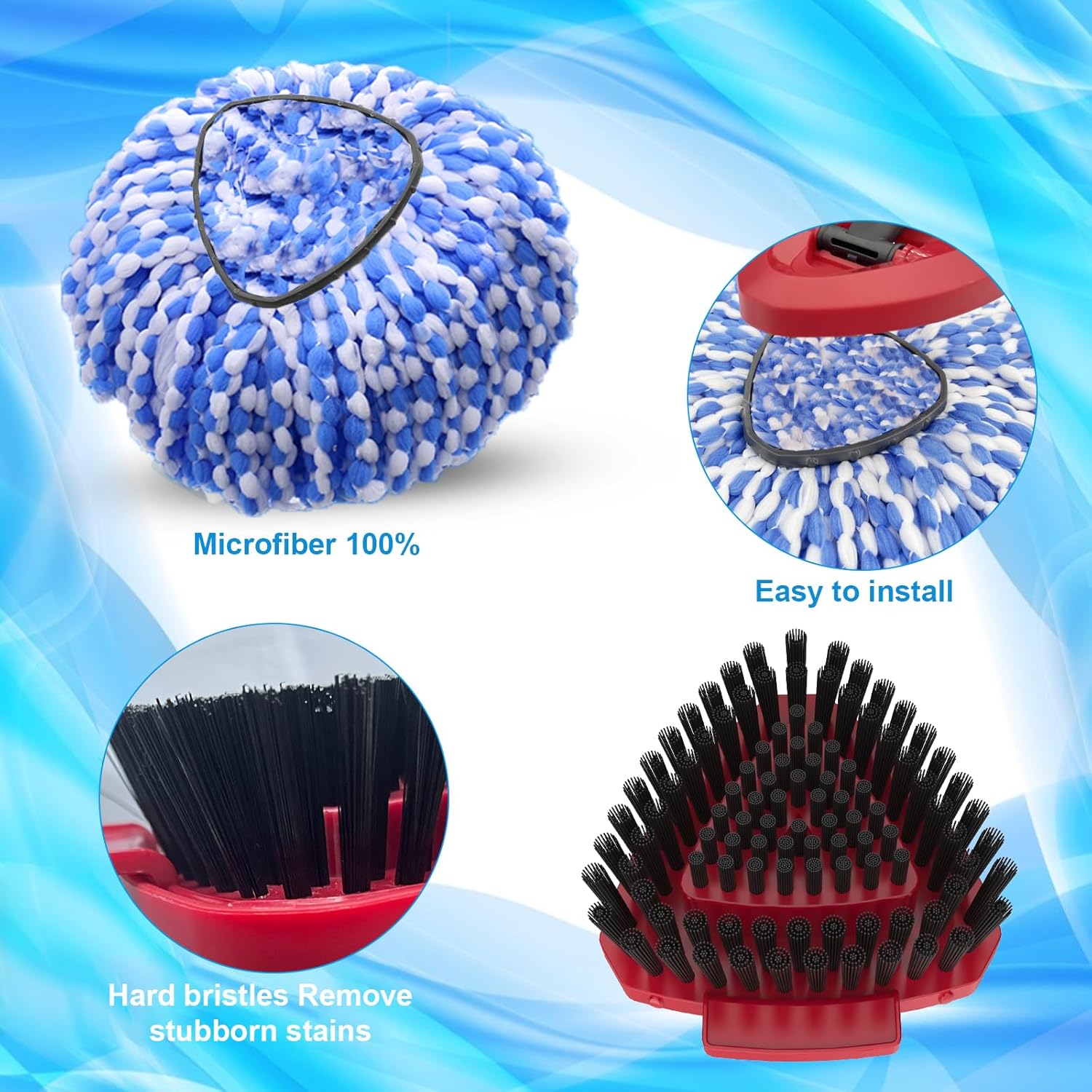 2 Pack Replaceable Spin Mop Heads for O Cedar RinseClean 2 Tank