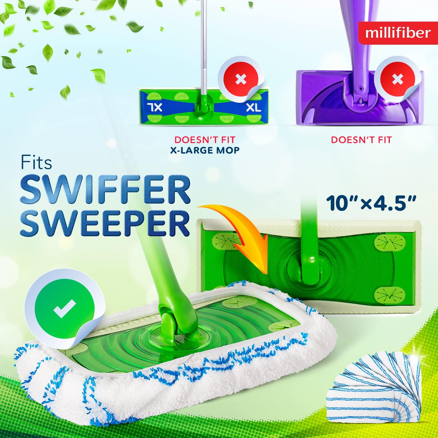 Millifiber Microfiber Mop Pads 2-Pack Swiffer Compatible