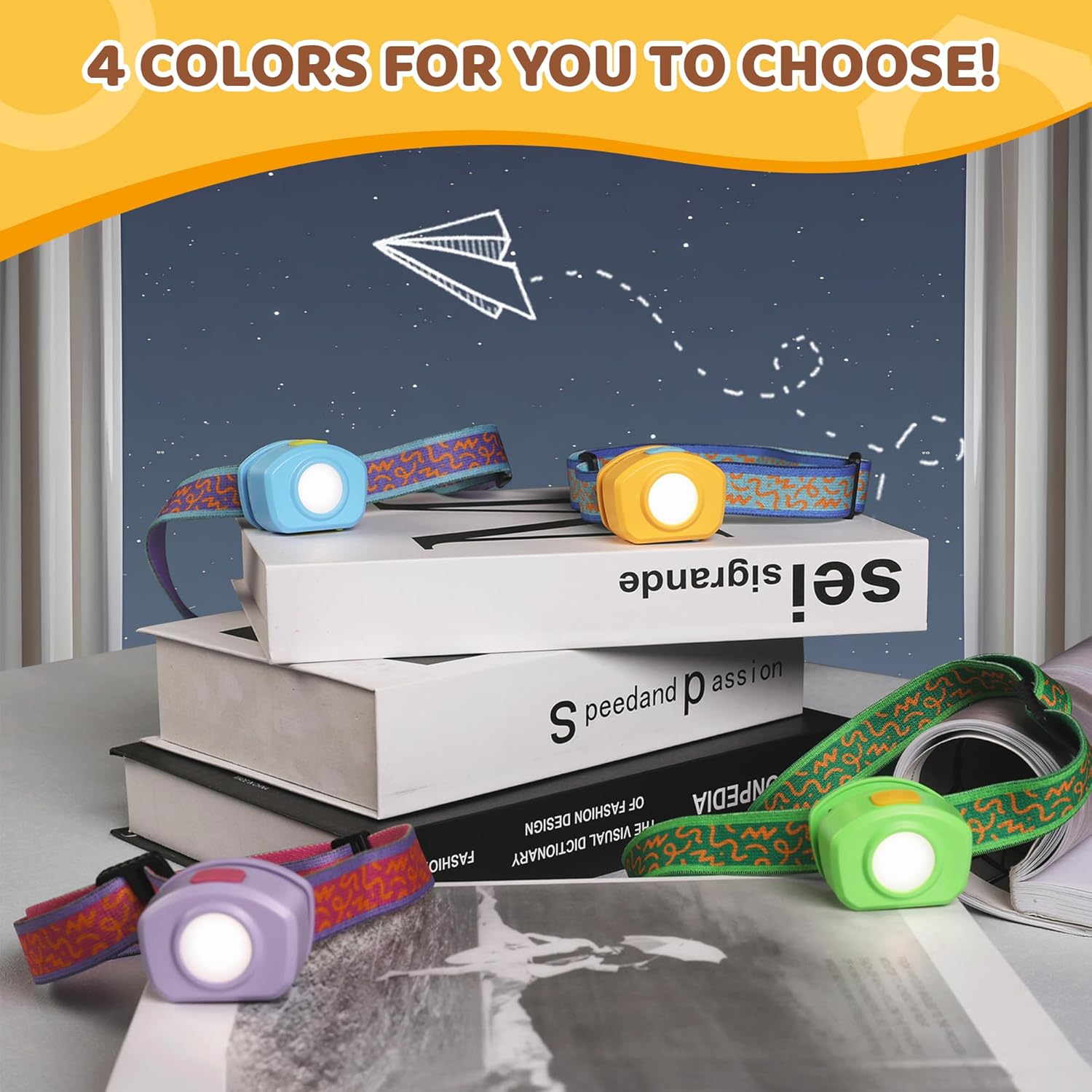 Adjustable RGB Headlamp for Kids camping reading and Halloween fun