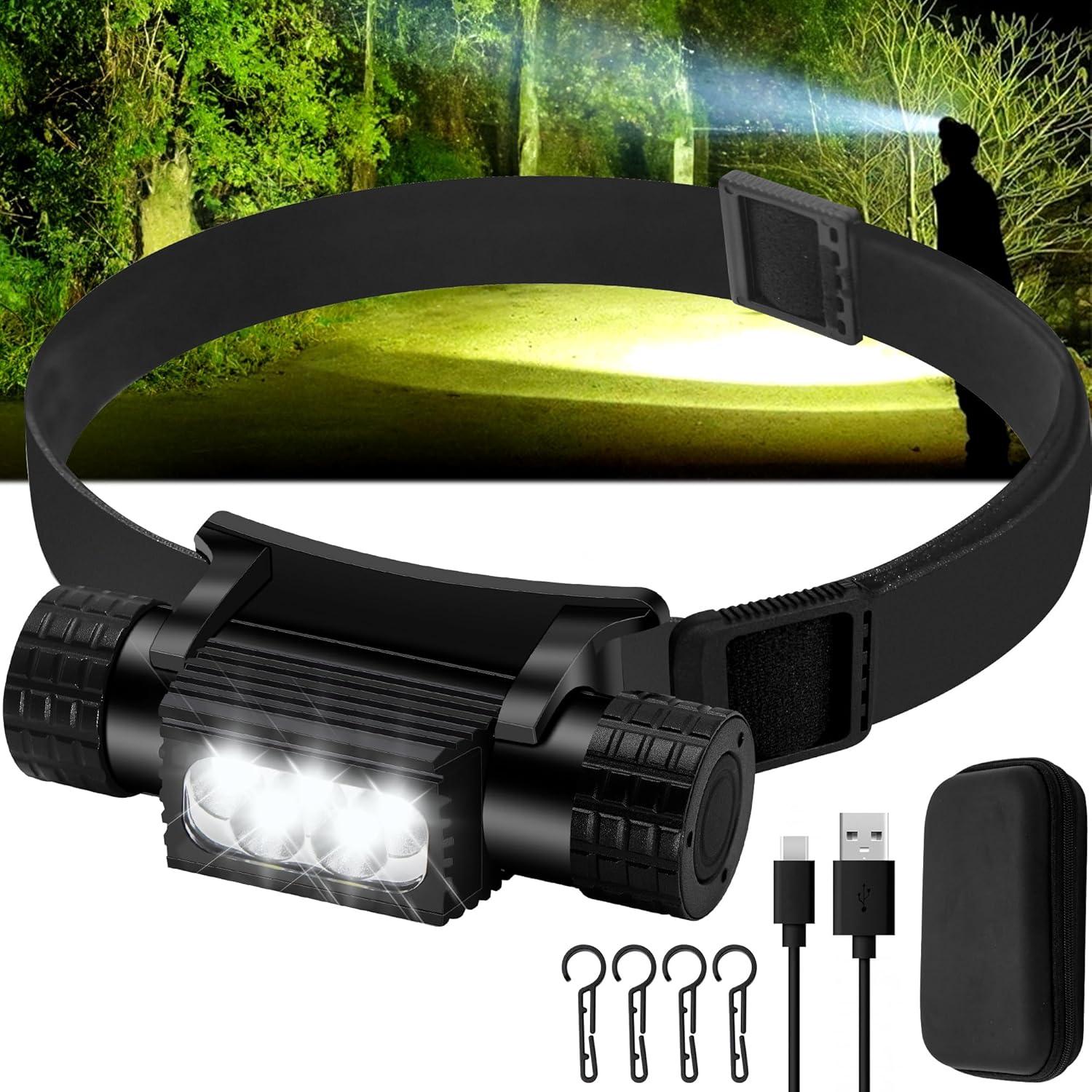 Rugtol Rechargeable Headlamp 2000 Lumen IP67 Waterproof