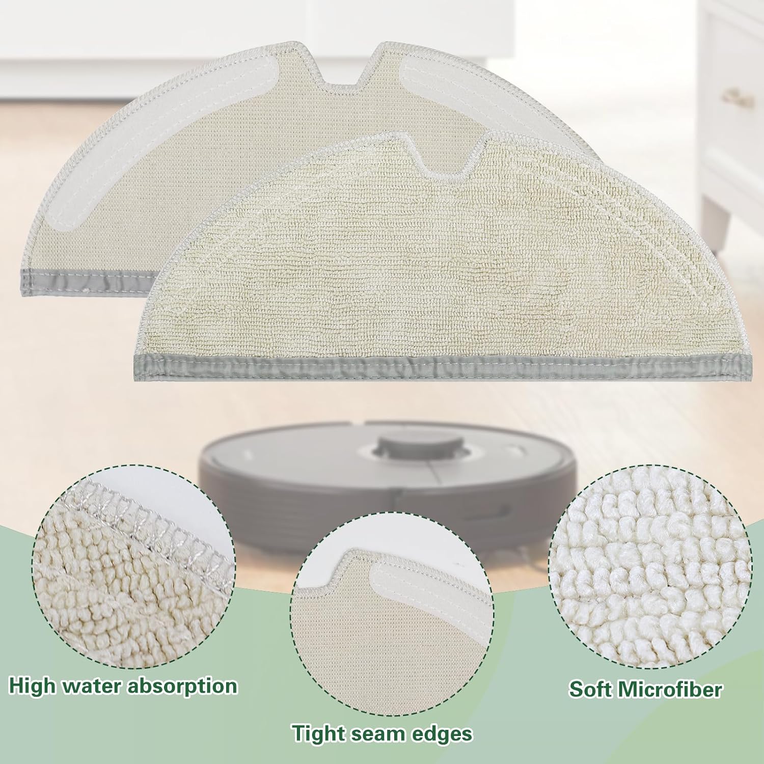 VIEWALL Reusable Microfiber Mop Cloth for Robot Vacuums - 6-Pack