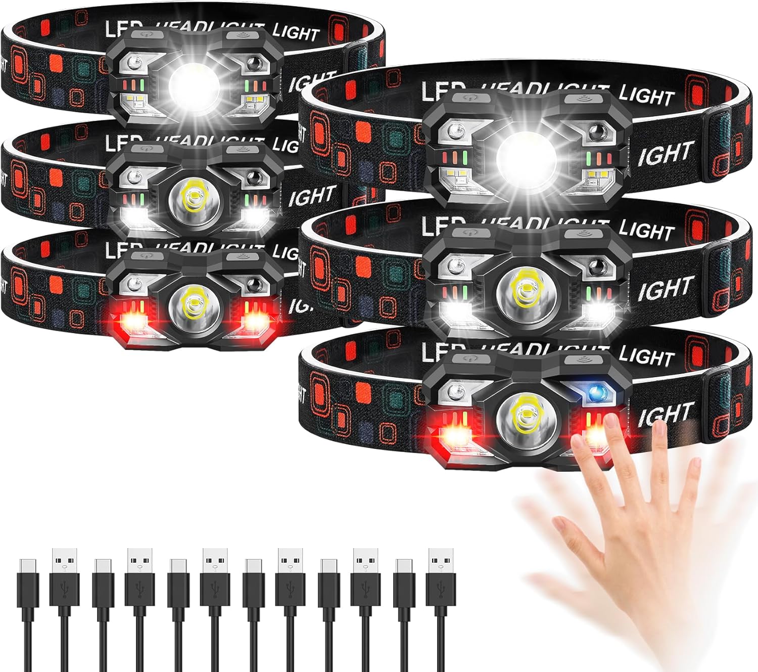 Northlet Rechargeable Headlamp 6-Pack 3000 LUMEN HEADLIGHT FOR OUTDOORS