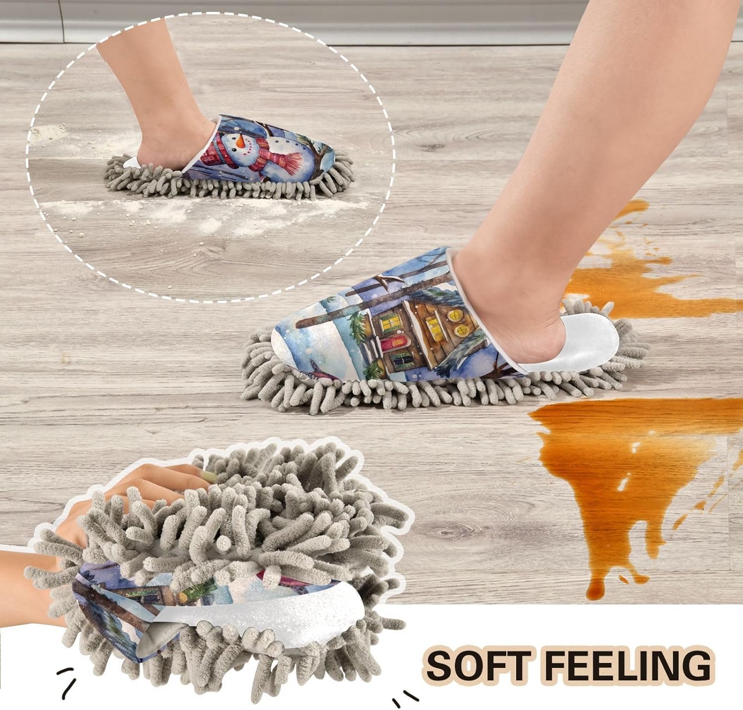 RunningBear White House Snowman Mop Slippers