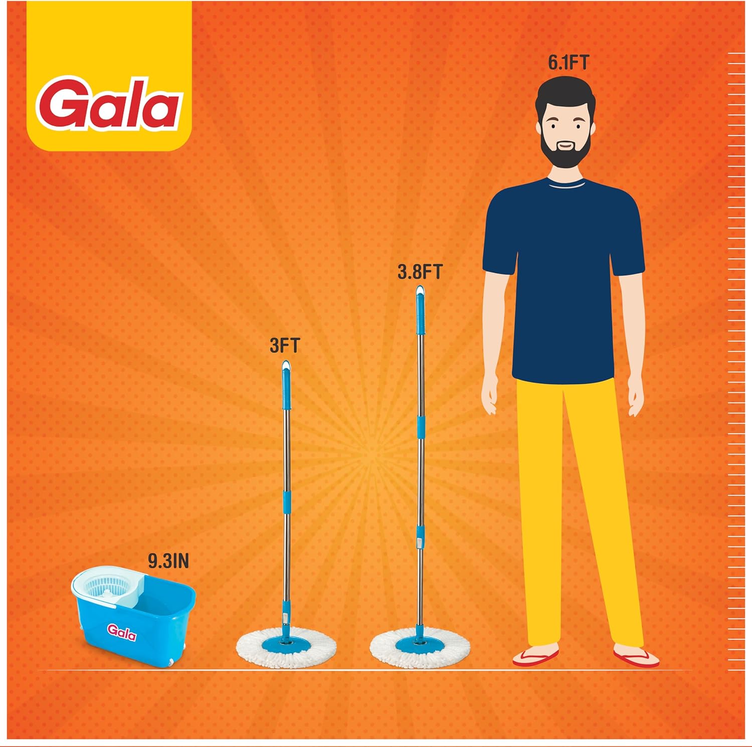 Gala e-Quick Spin Mop Set with Microfiber Refills