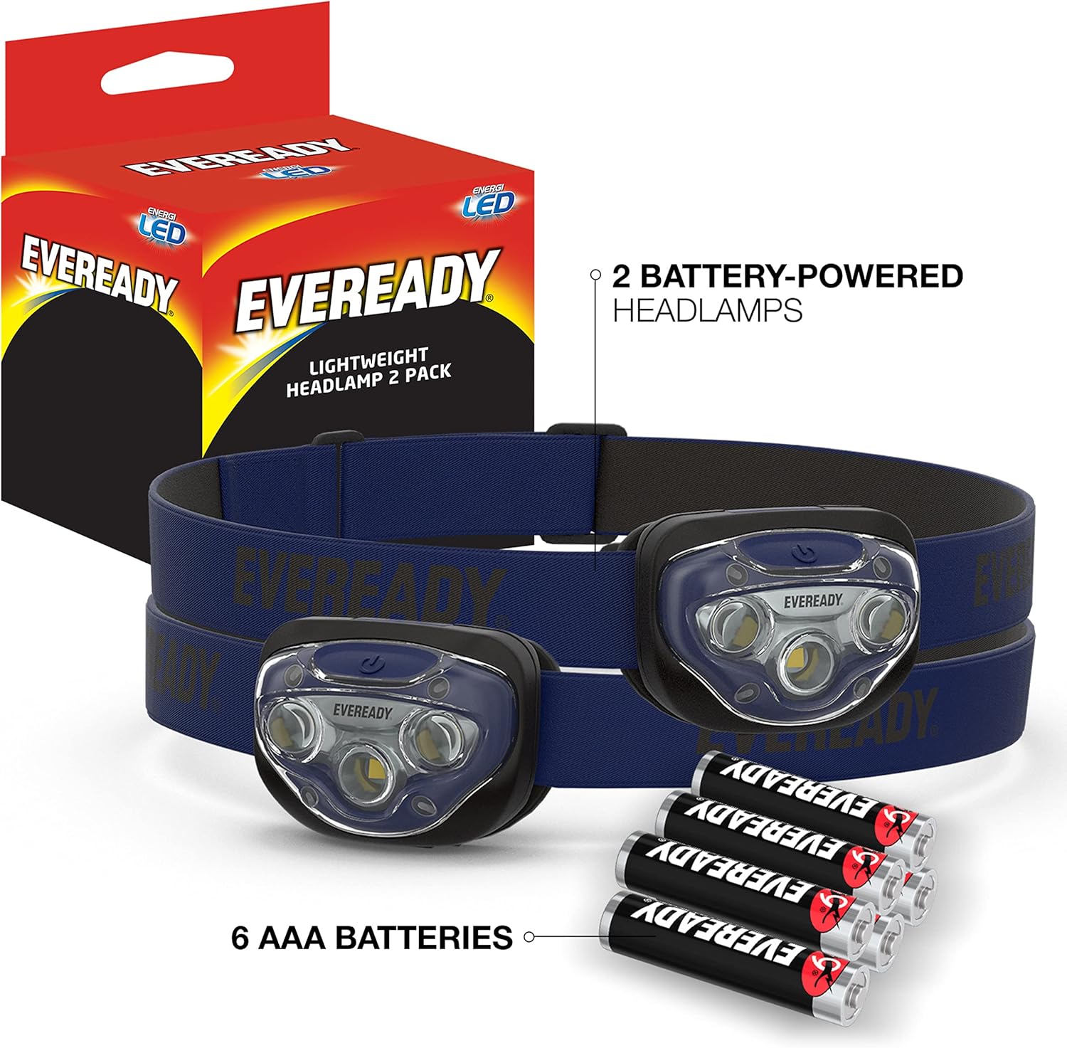 Eveready LED Headlamps 2-Pack - Bright Durable for Outdoor Use