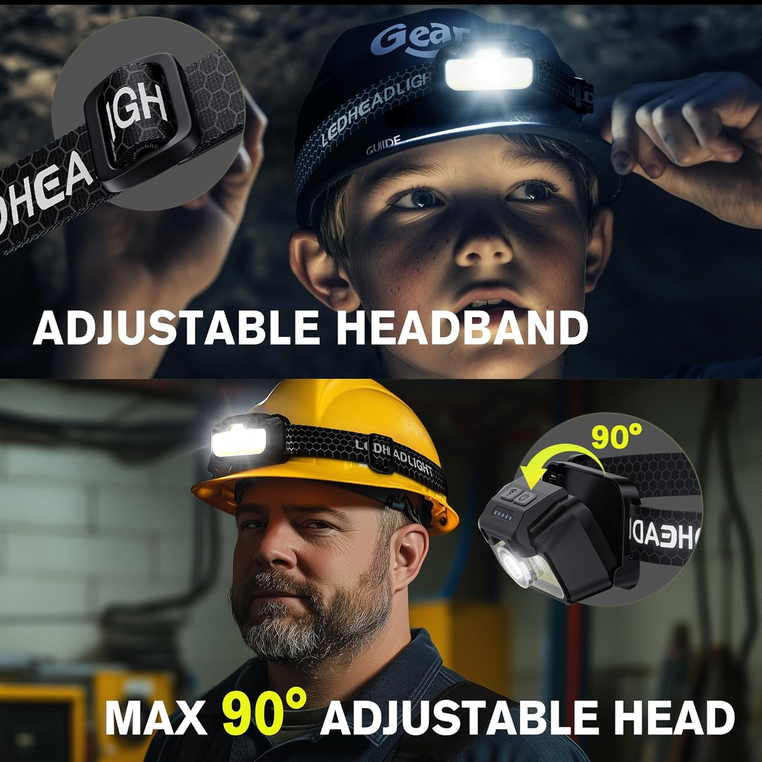 Favorlite Headlamp Rechargeable 2-Pack 1300 Lumen White
