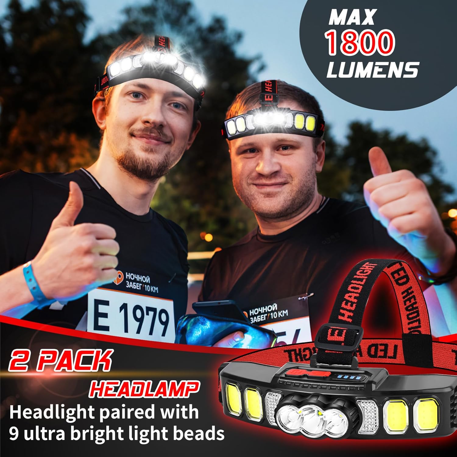 UV Protection and 6 Modes Headlamp