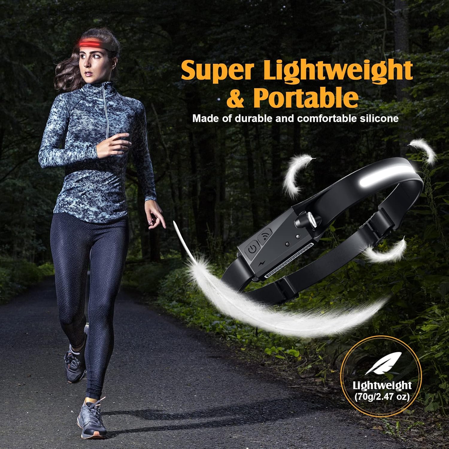 4-Piece Rechargeable Headlamp Set for Camping Hiking - Bright Durable