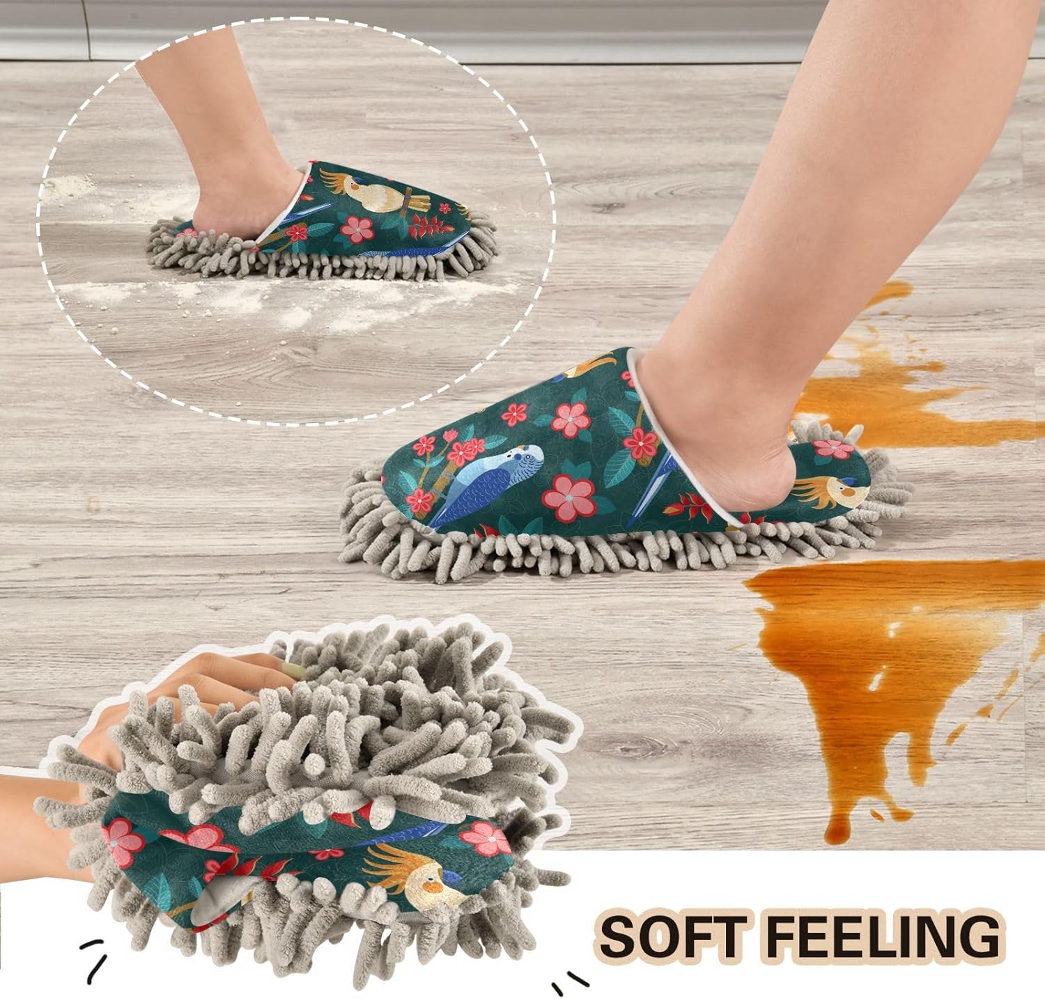 Kigai Microfiber Slippers Parrots ML Size Soft Durable Floor Cleaner