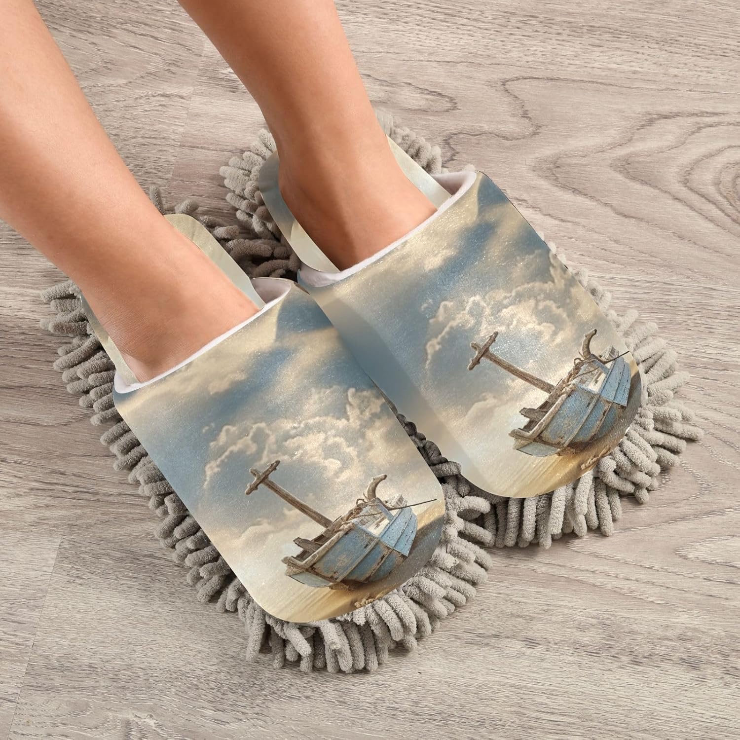 Zhirexin Microfiber Mop Slippers for Men Women Comfortable Cleaning Shoes