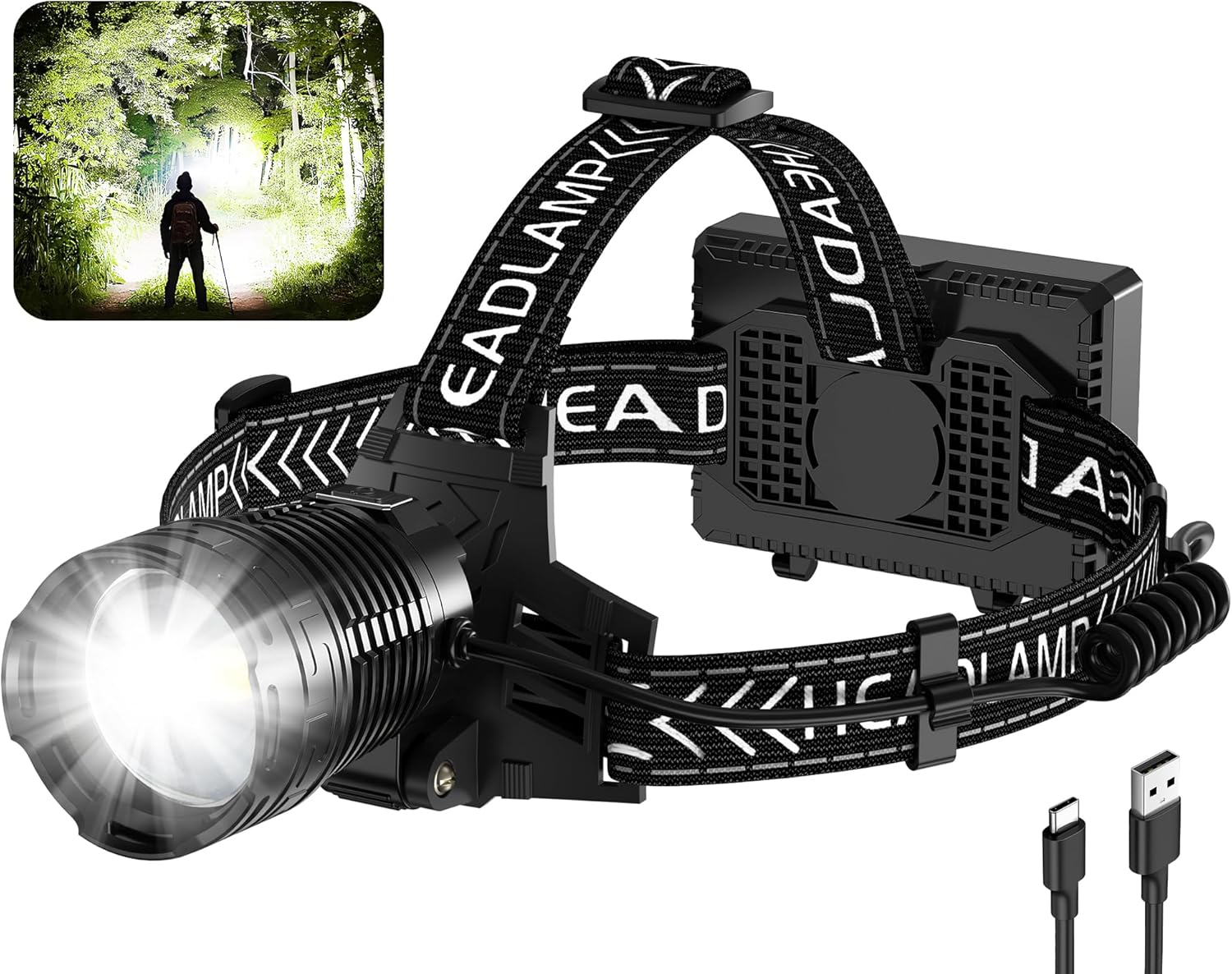 990000 Lumens Rechargeable Headlamp