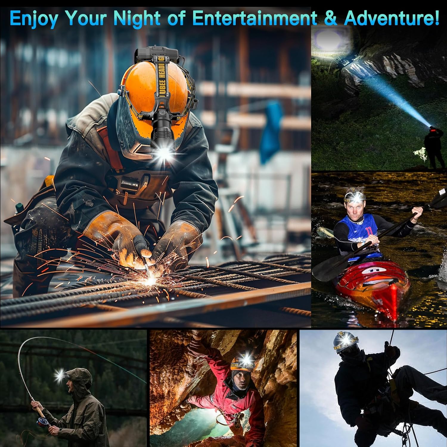 UBEE Rechargeable Headlamp Blazing Bright Waterproof for Hiking Camping