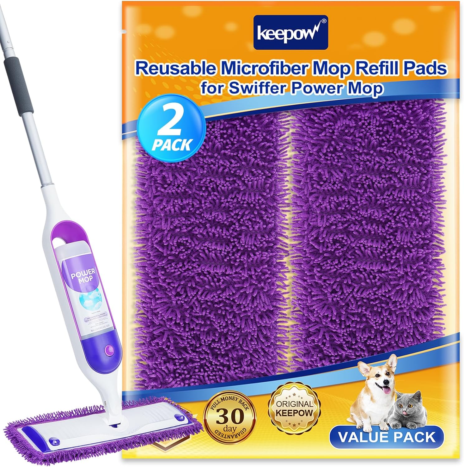 Keepow Reusable Power Mop Refill Pads