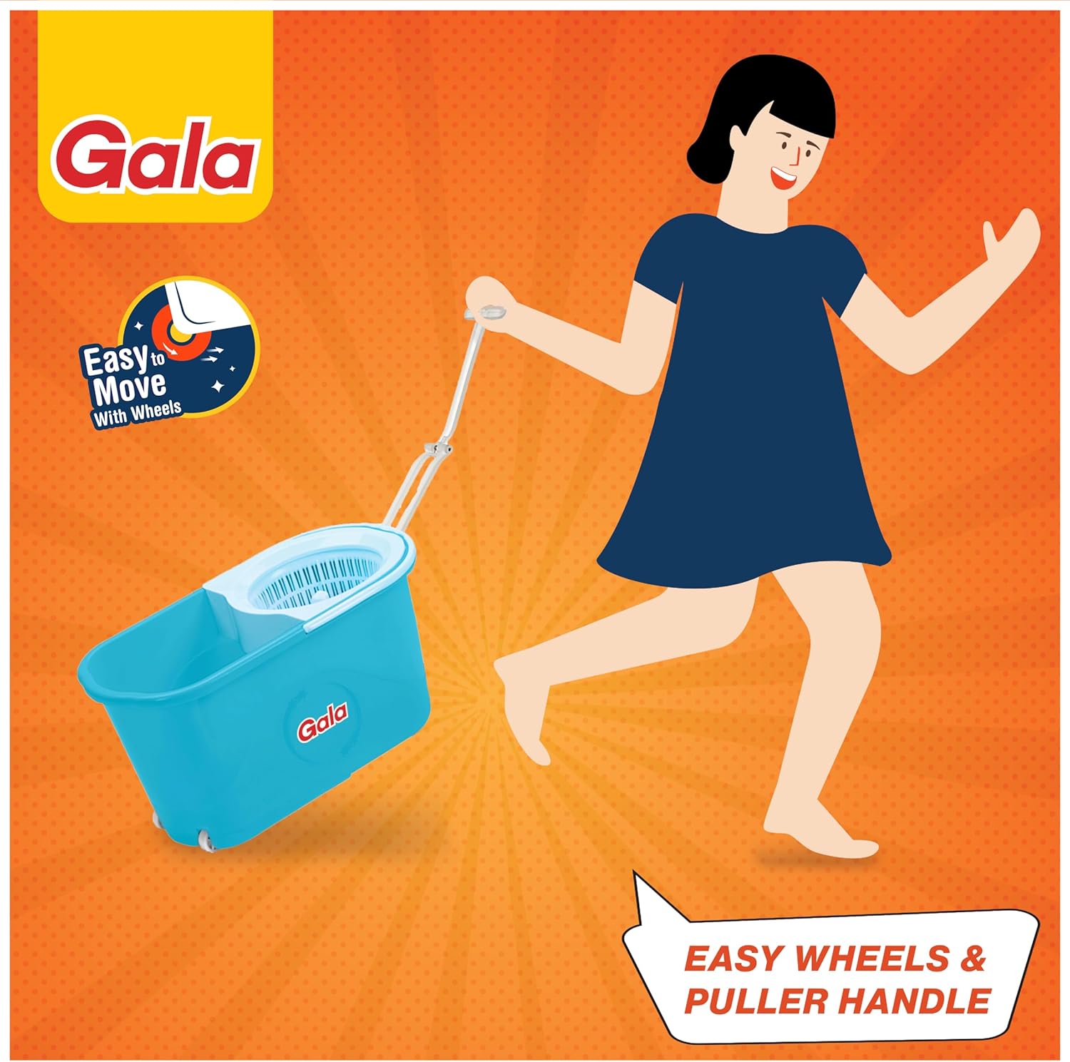 Gala e-Quick Spin Mop Set with Microfiber Refills