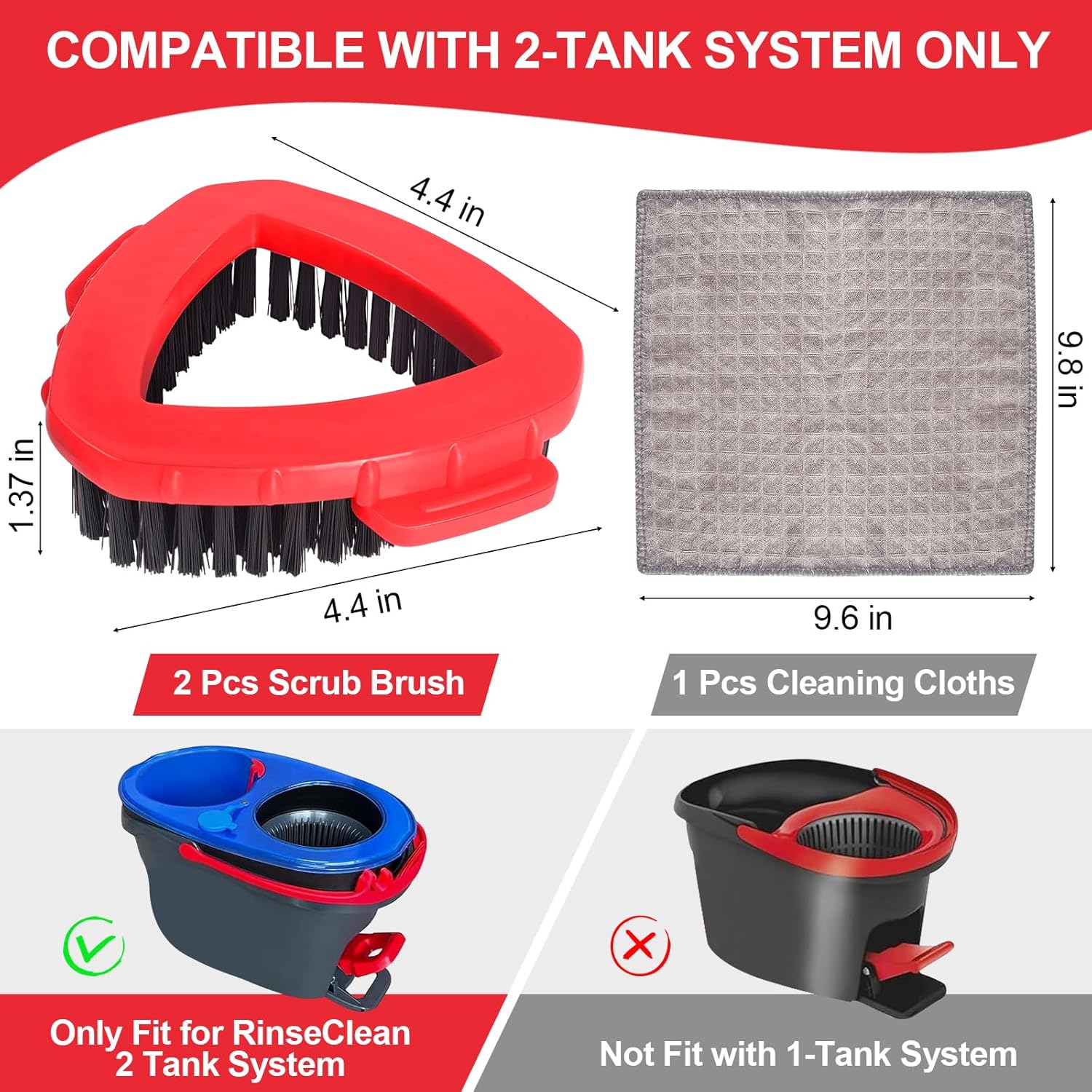 Scrub Brush for O Cedar RinseClean 2 Tank System