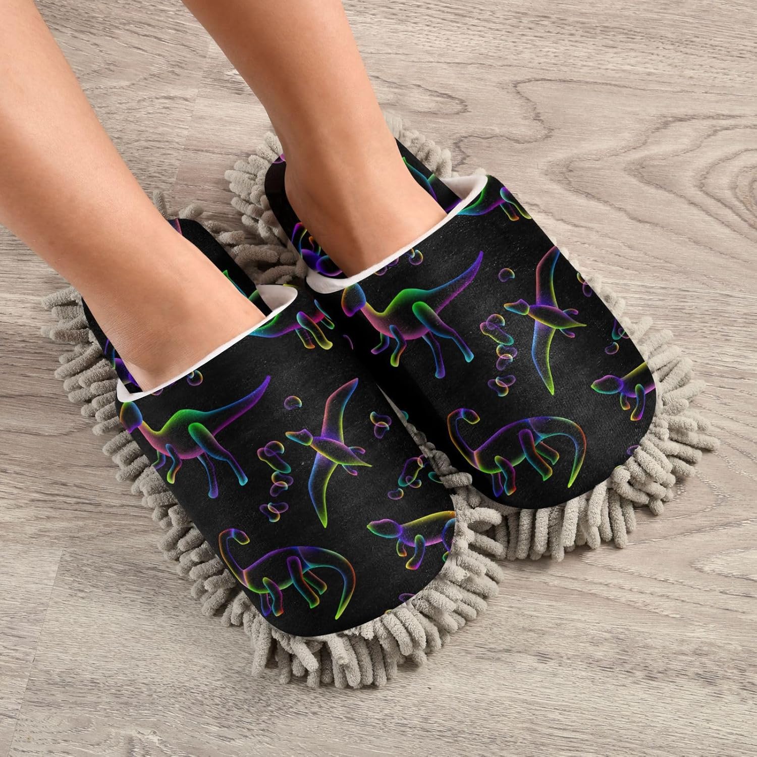 Kigai Microfiber Gradient Dinosaurs Slippers for Easy Floor Cleaning