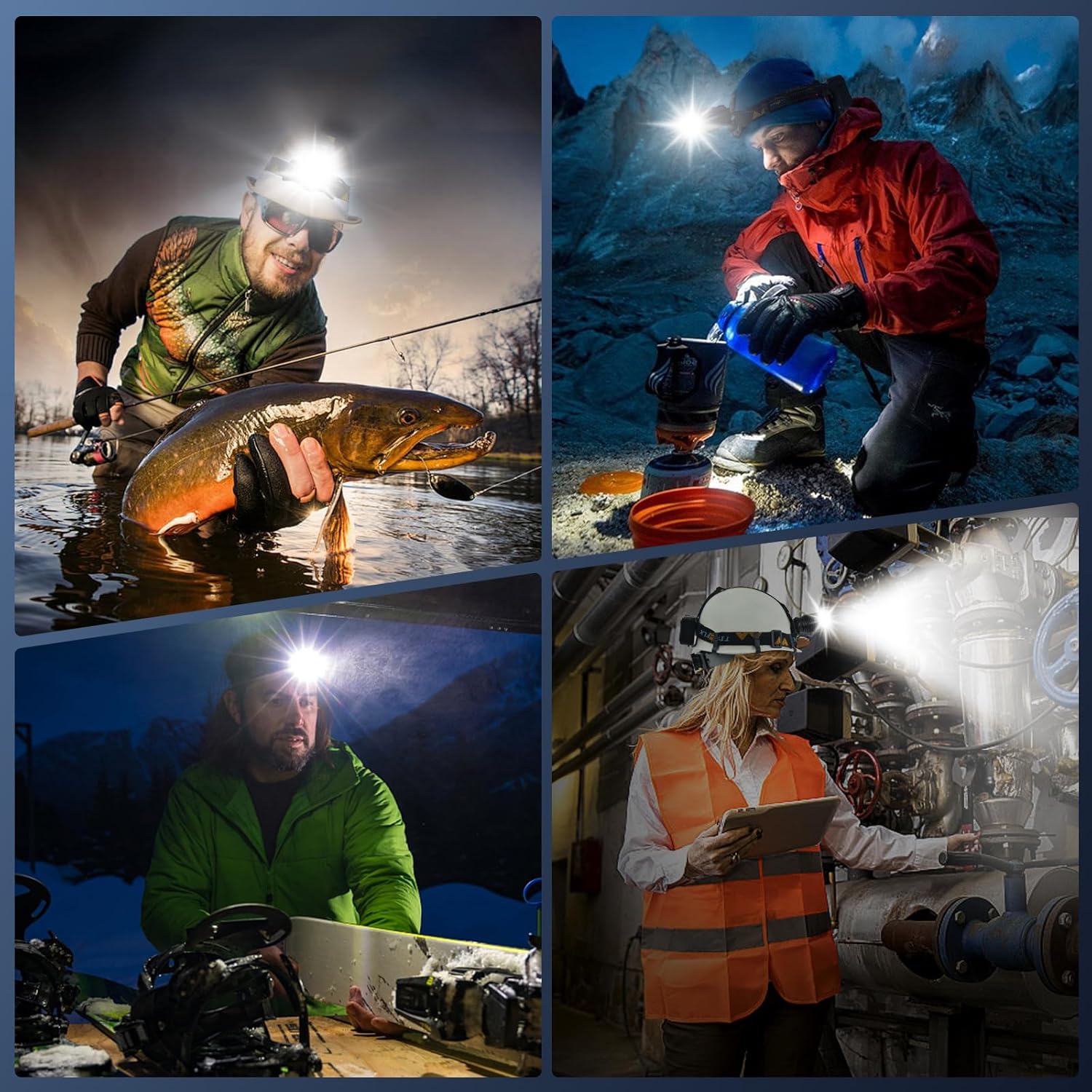 160000 LM Rechargeable Headlamp with 11 Modes 90-Hour Battery and IP68 Waterproof