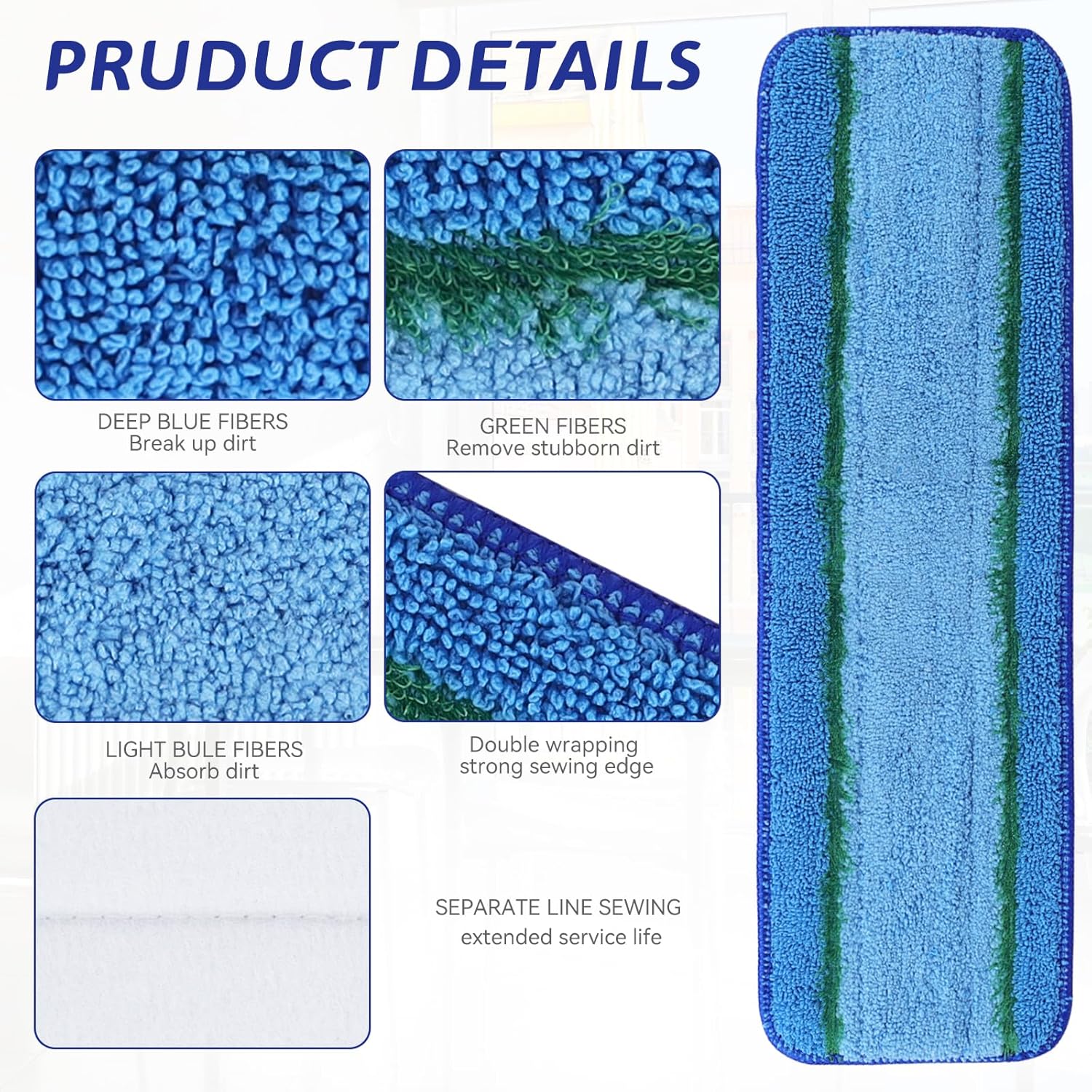 Replacement Microfiber Mop Pads for 17 18 Rubbermaid Commercial Mops