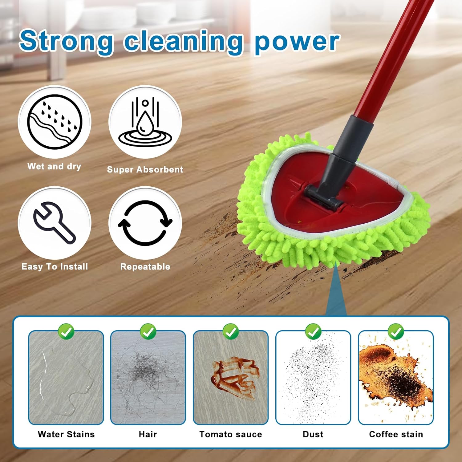 YuunaieChenille Mop Replacement for O Cedar System Soft Durable Mop Head Set