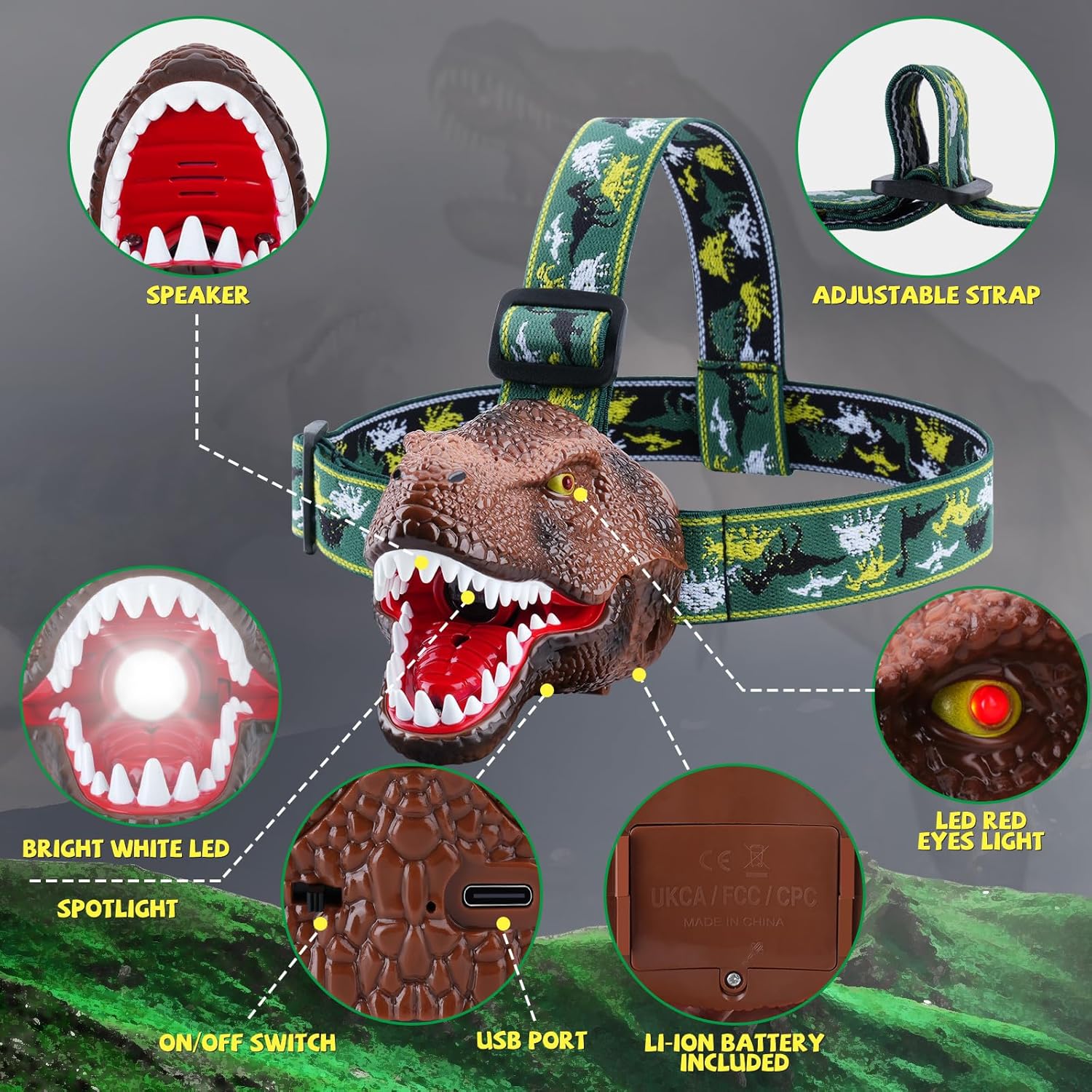 Dinosaur Headlamp for Kids