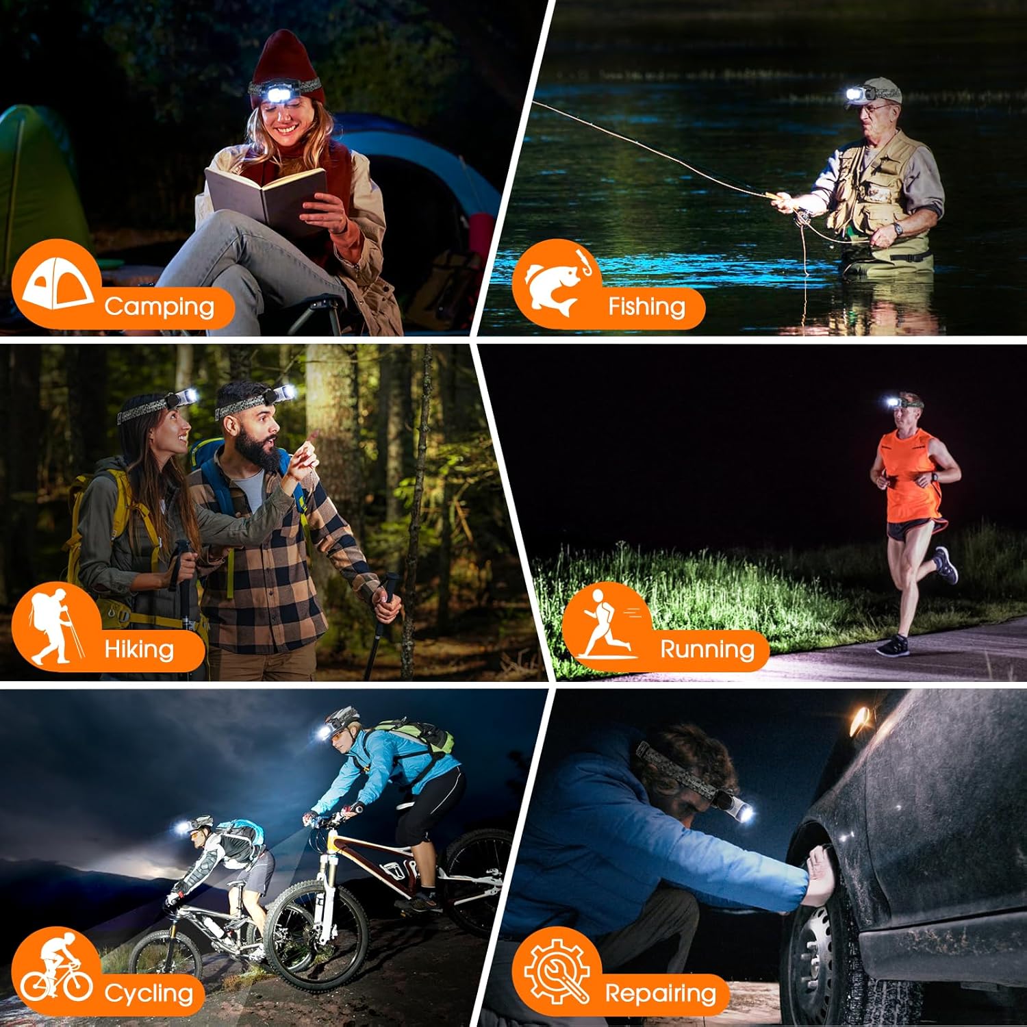 BOBKID Rechargeable LED Headlamp with 9 Modes and Motion Sensor