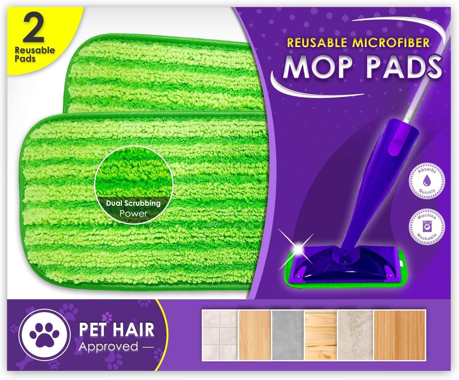 Turbo Microfiber Reusable Floor Mop Pads - Swiffer Wet Jet Compatible Refills