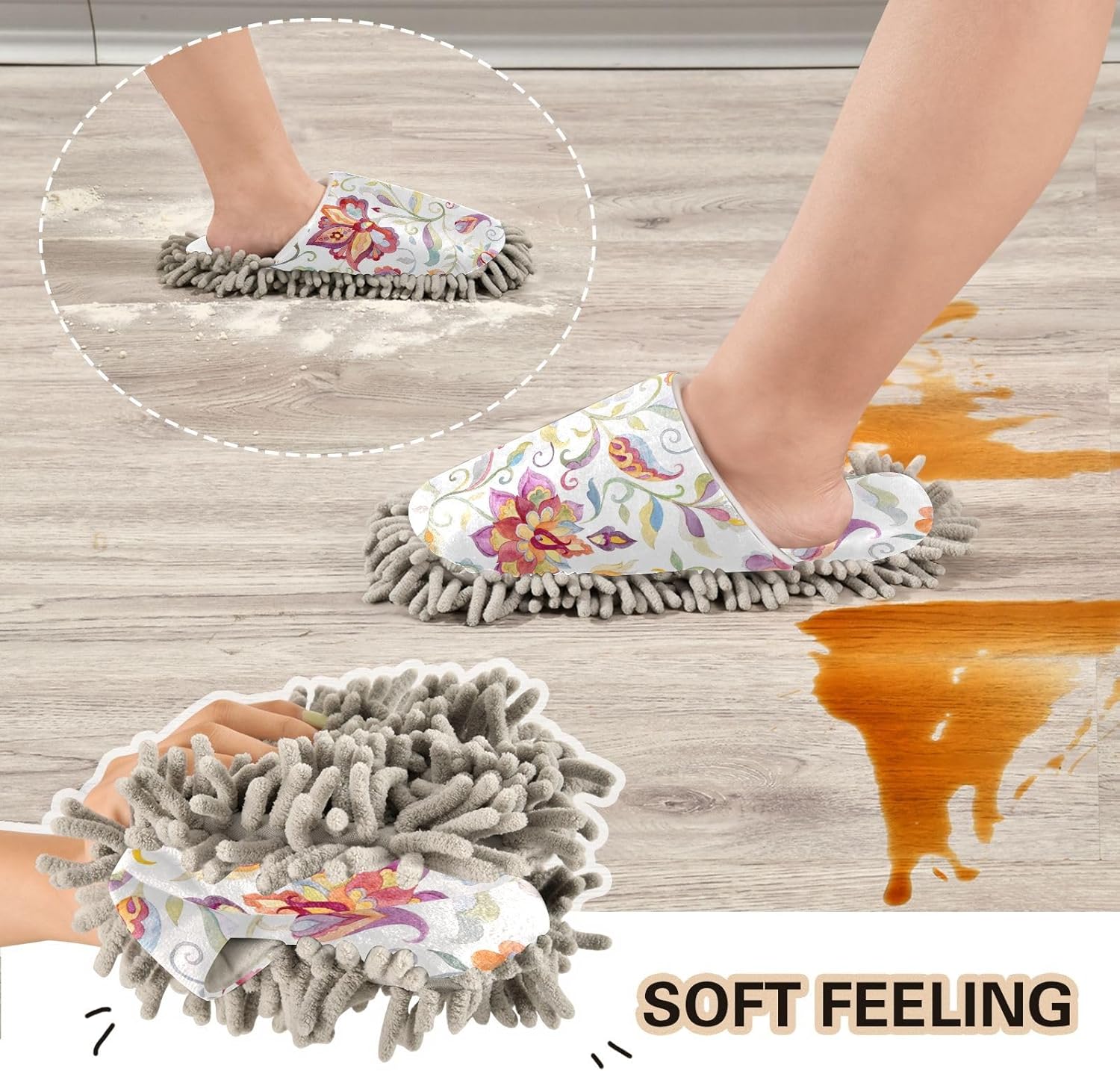 Kigai Microfiber Slippers - Floral Design for All Sizes M