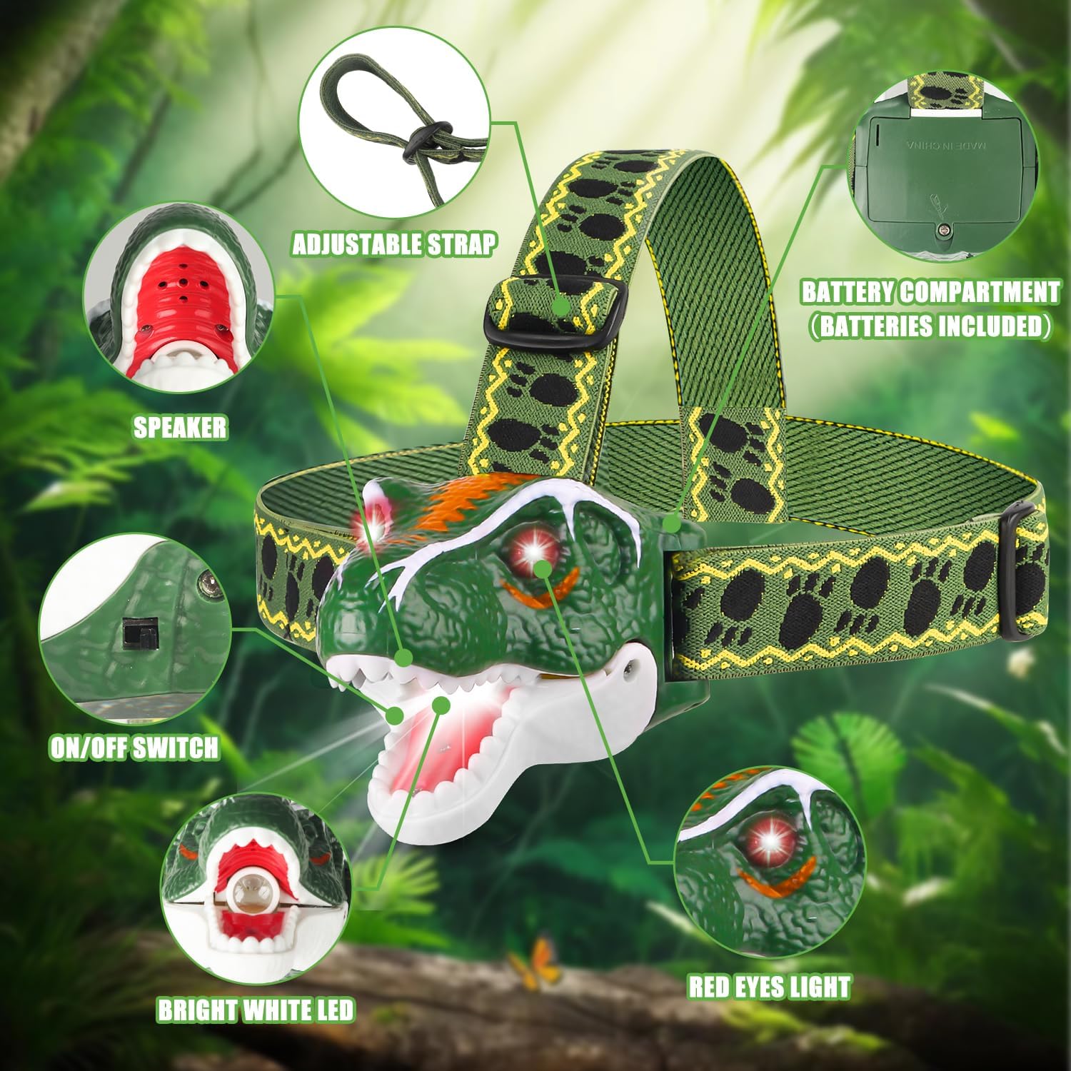 TIGTECGAME LED dinosaur headlamp