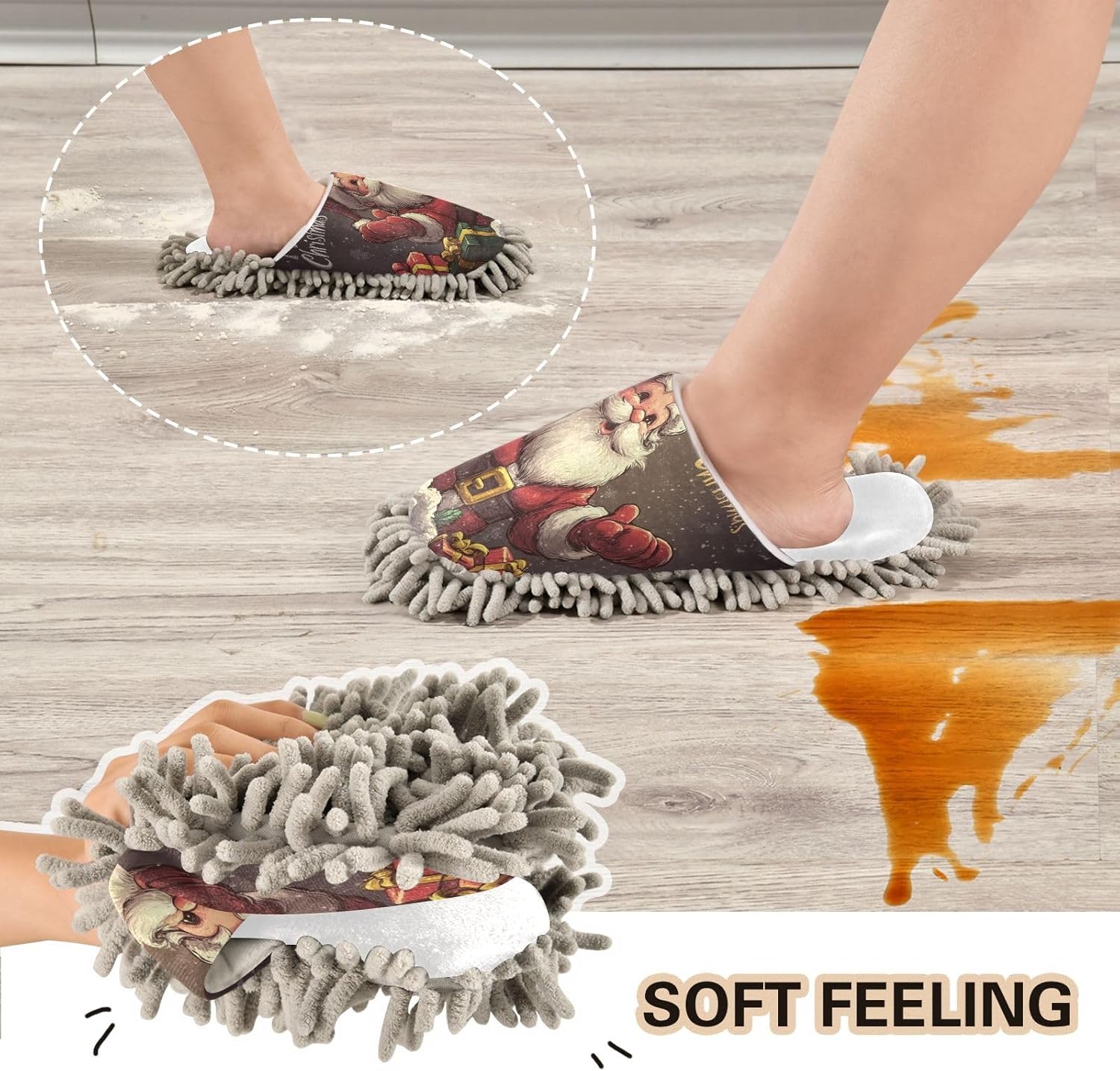 Santa Mop Slippers for a Tidy Home