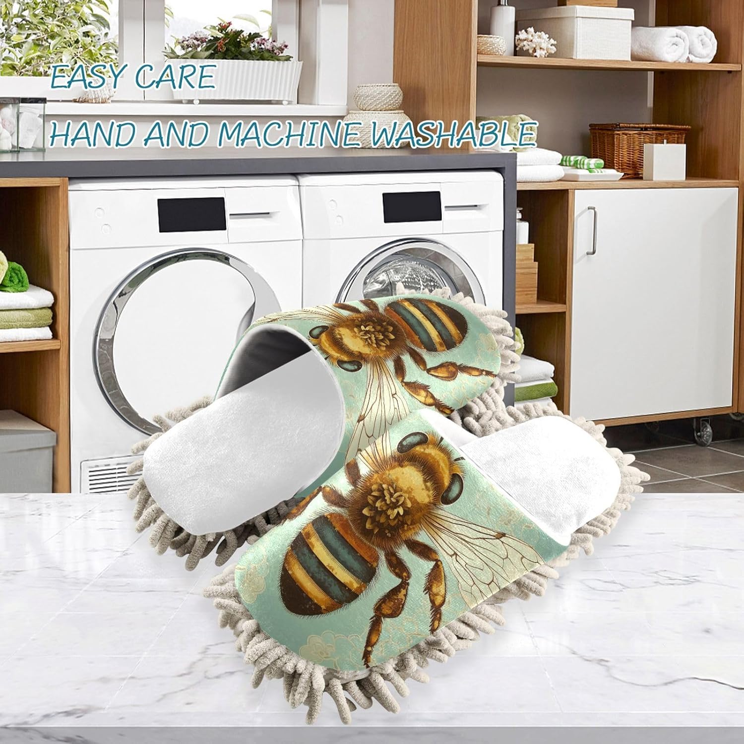 Luxurious White Mop Slippers