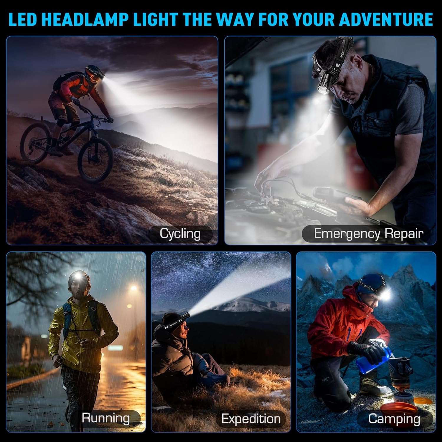 Sinvimes 990000 Lumen LED Rechargeable Headlamp