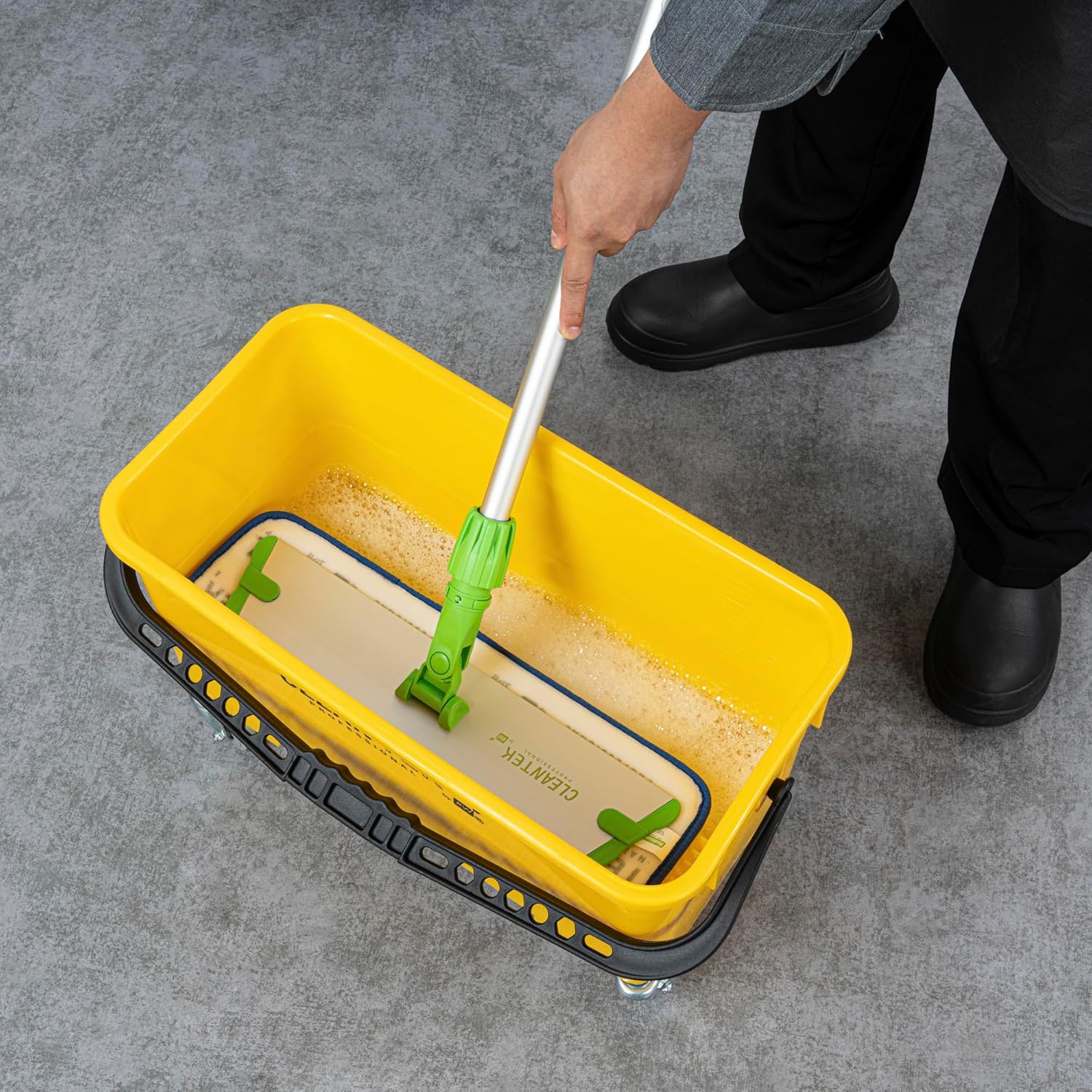 Restaurantware 25 Qt Yellow Mop Bucket with Casters