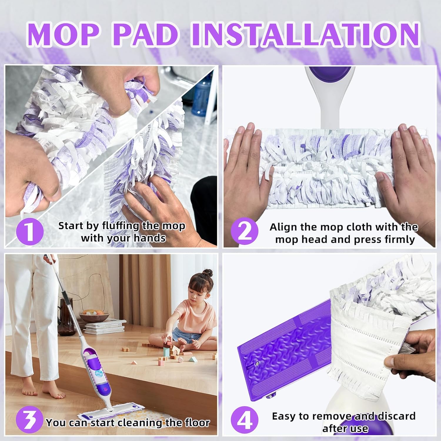 Pure Natural 20 Count Disposable Mop Pads for Swiffer Multi-Surface Mops