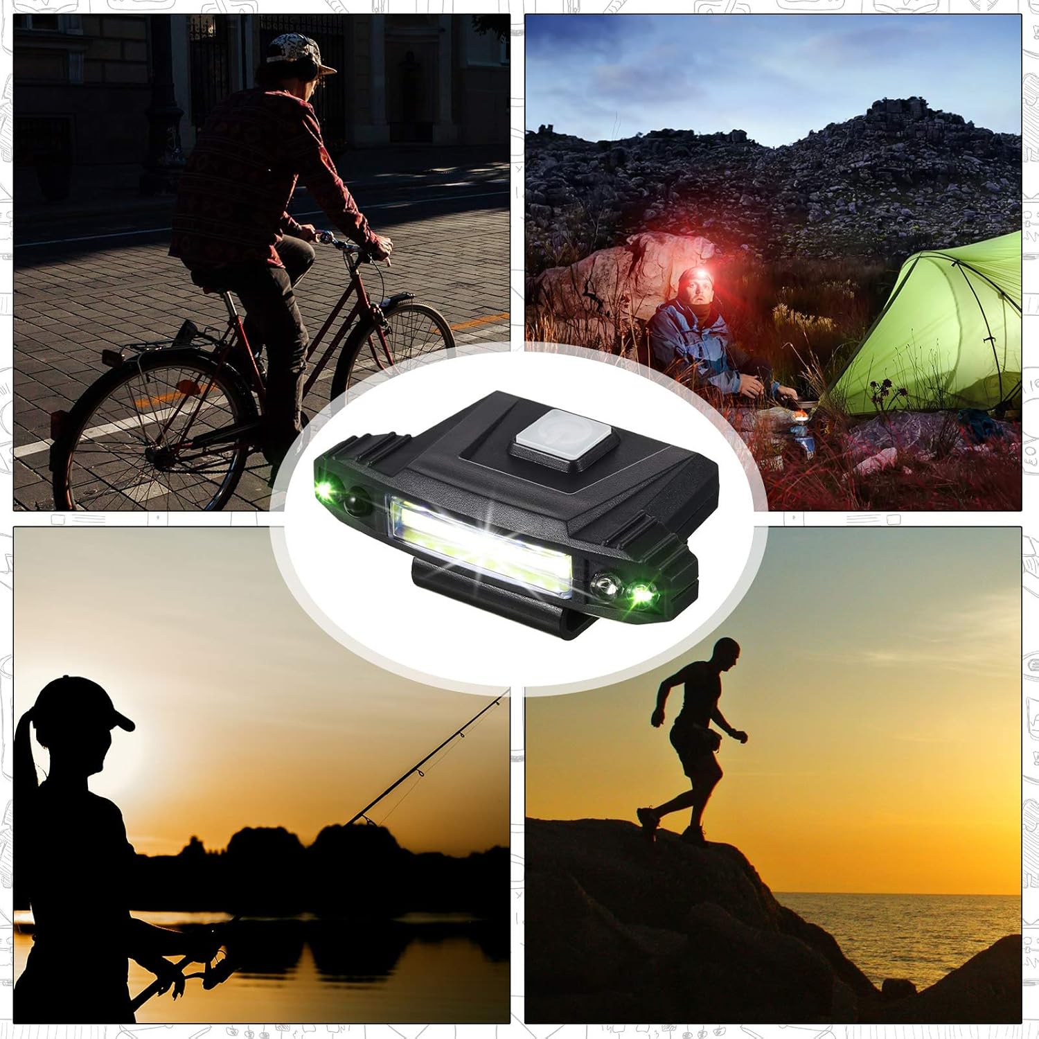 Mudder 2 Pieces Mini LED Clip-on Cap Light