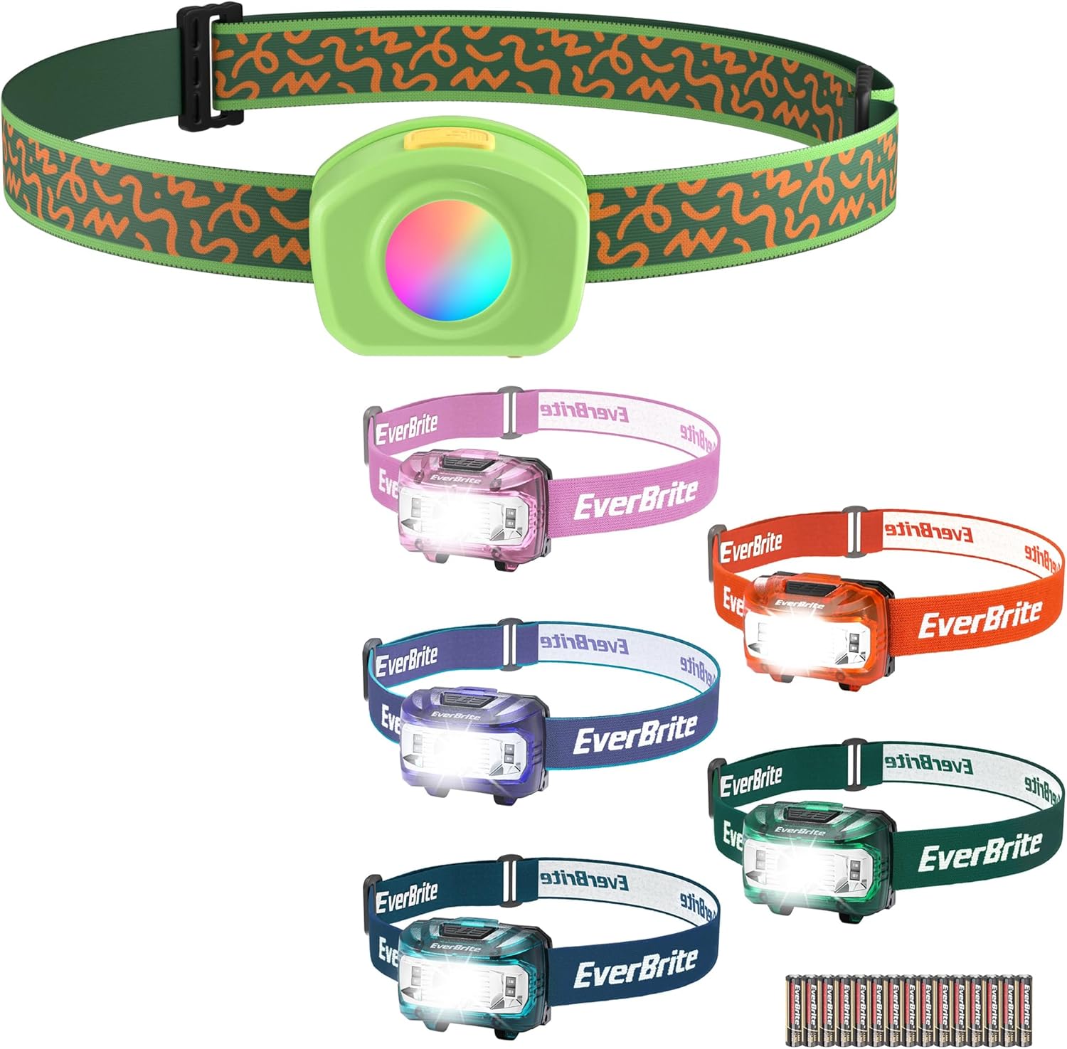 Light Up Your Day EverBrite 5 Pack Headlamp Rechargeable Kids Headlamp